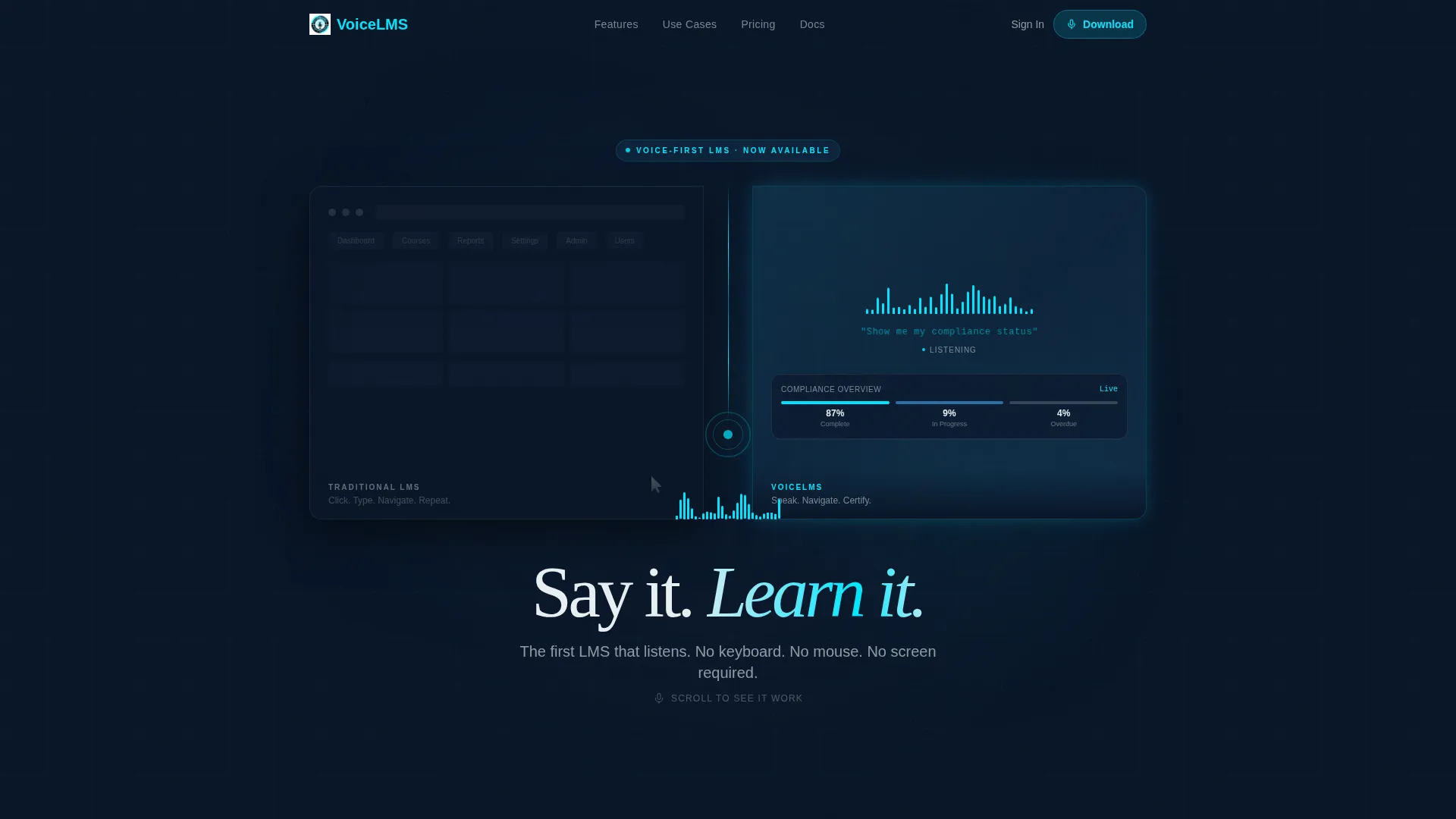 Voice-Activated LMS Landing Page Template