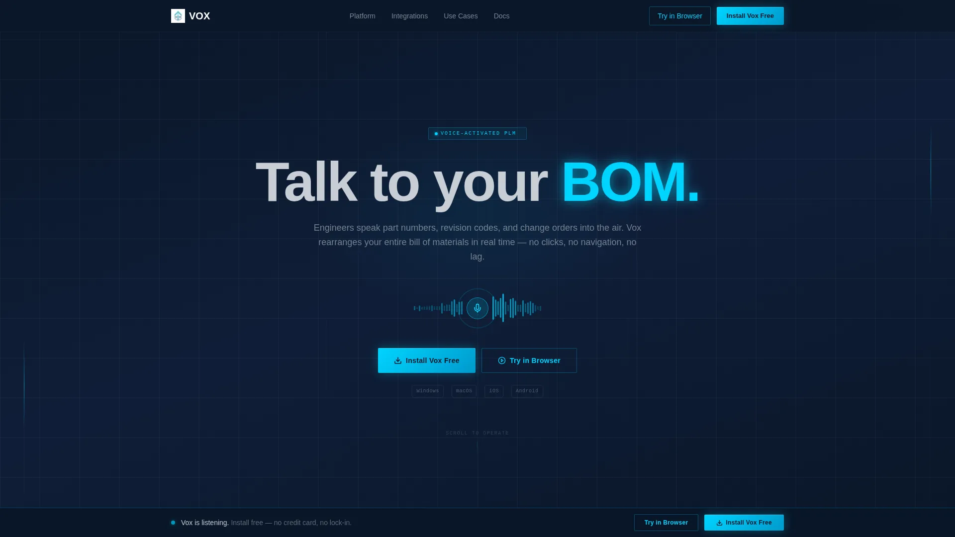 Voice-Activated PLM Landing Page Template
