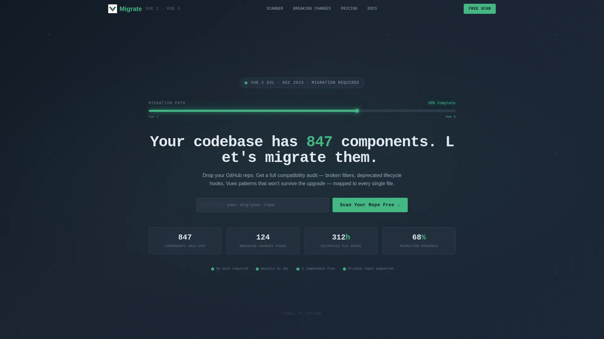 Powerful Vue.js | Free Website Template | Rocket