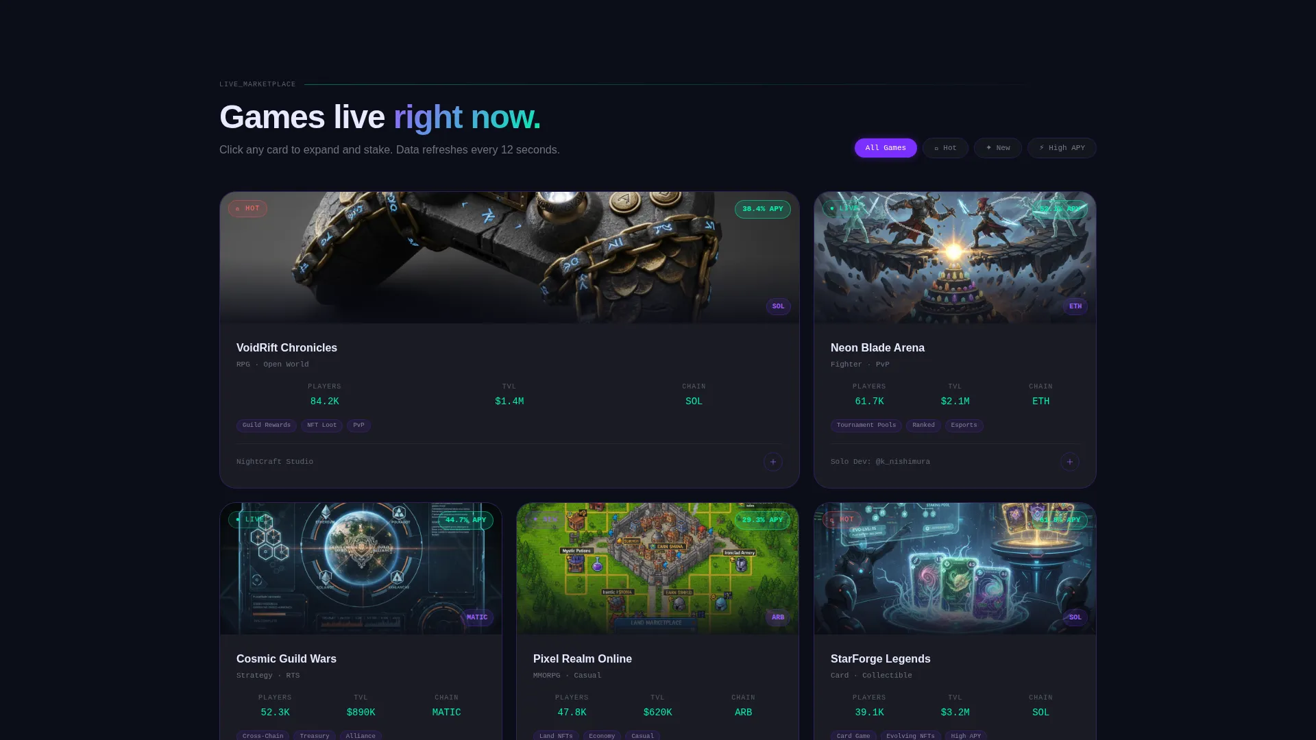 Web3 Gaming Landing Page Template with Yield Calculator