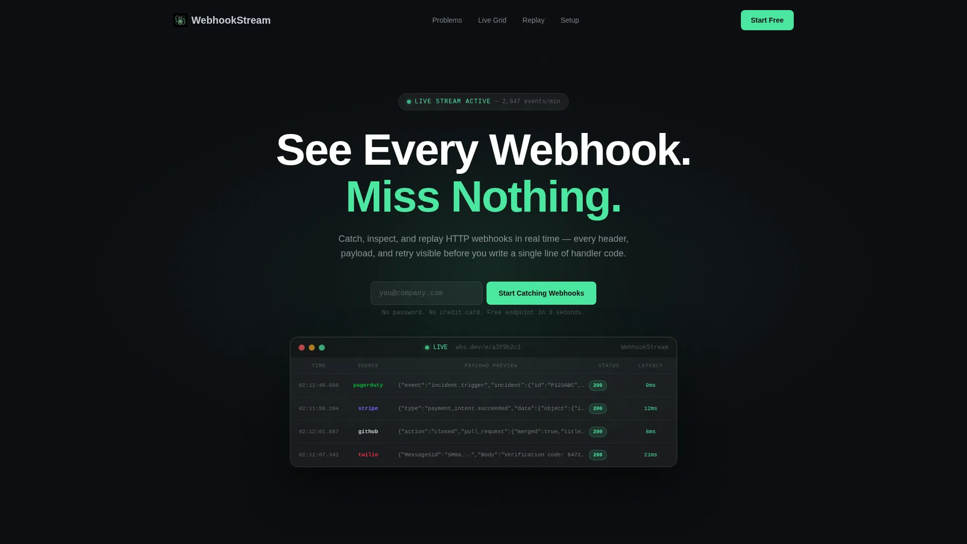 Developer Landing Page Template for Webhook Tools
