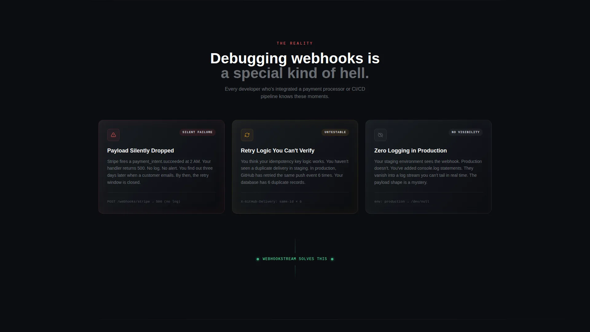 Developer Landing Page Template for Webhook Tools