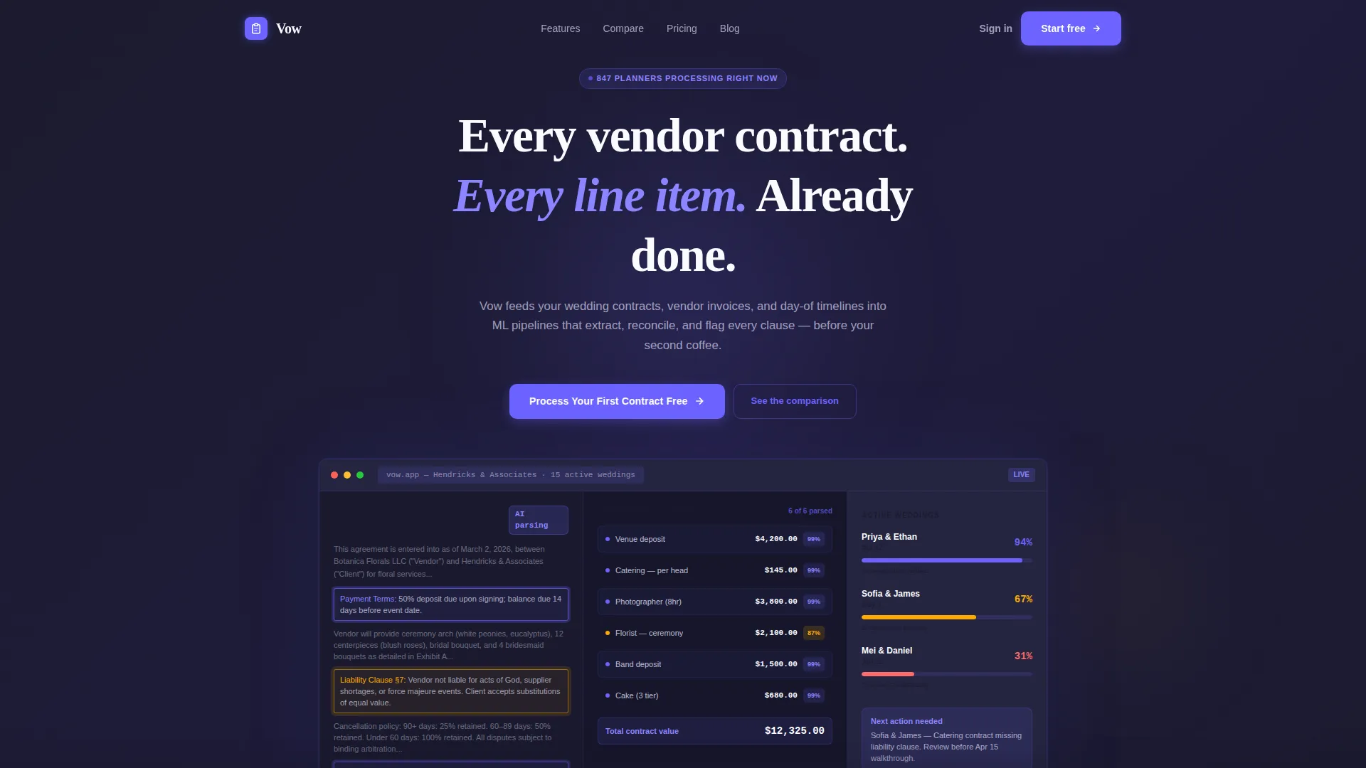 Wedding AI Document Processing Landing Page Template