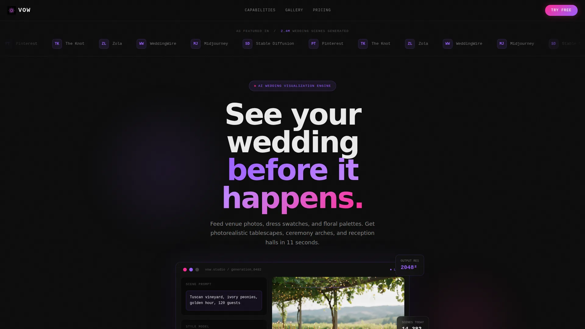 Wedding AI Image Generator Landing Page Template
