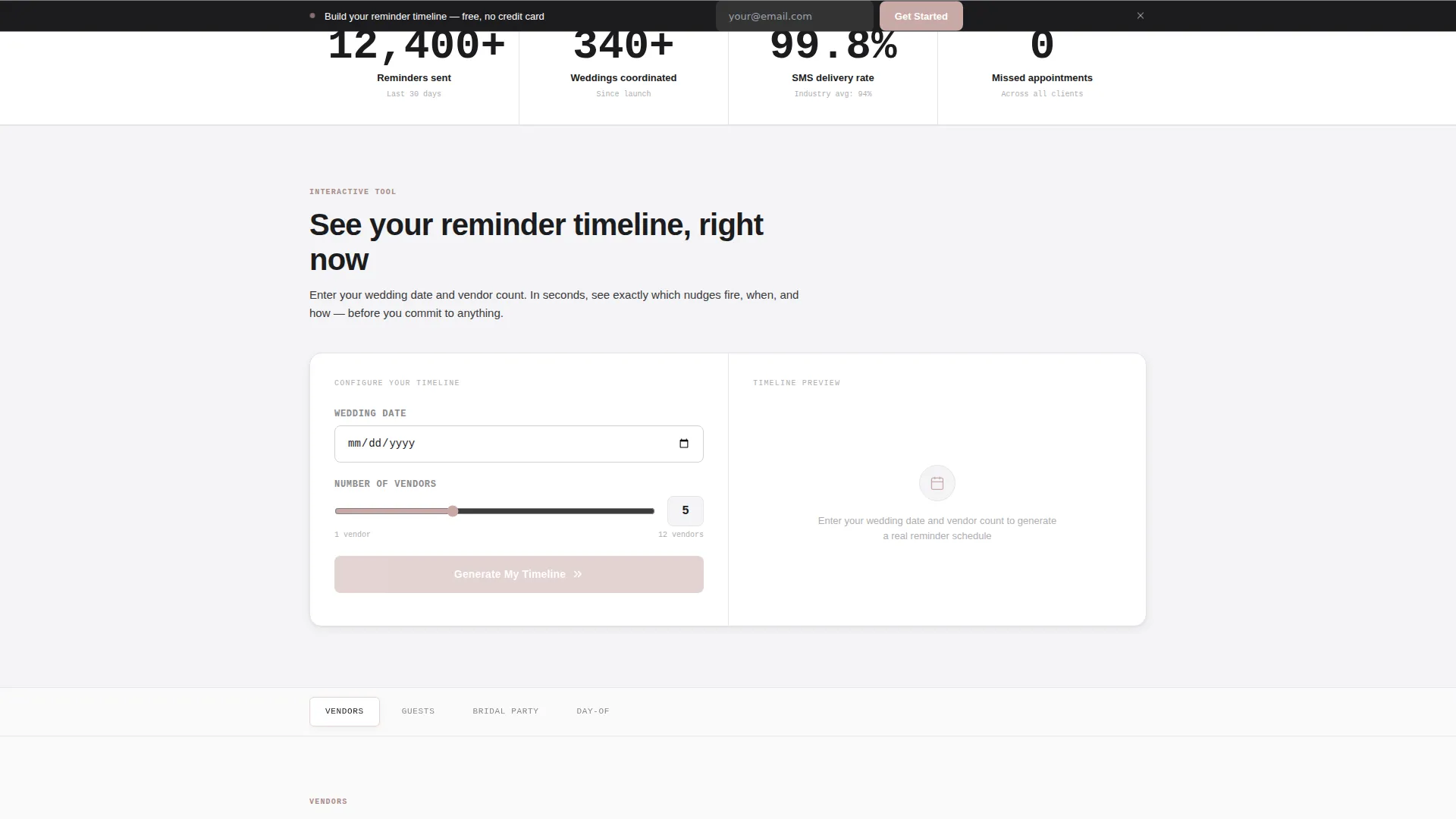 Wedding Appointment Reminder Landing Page Template