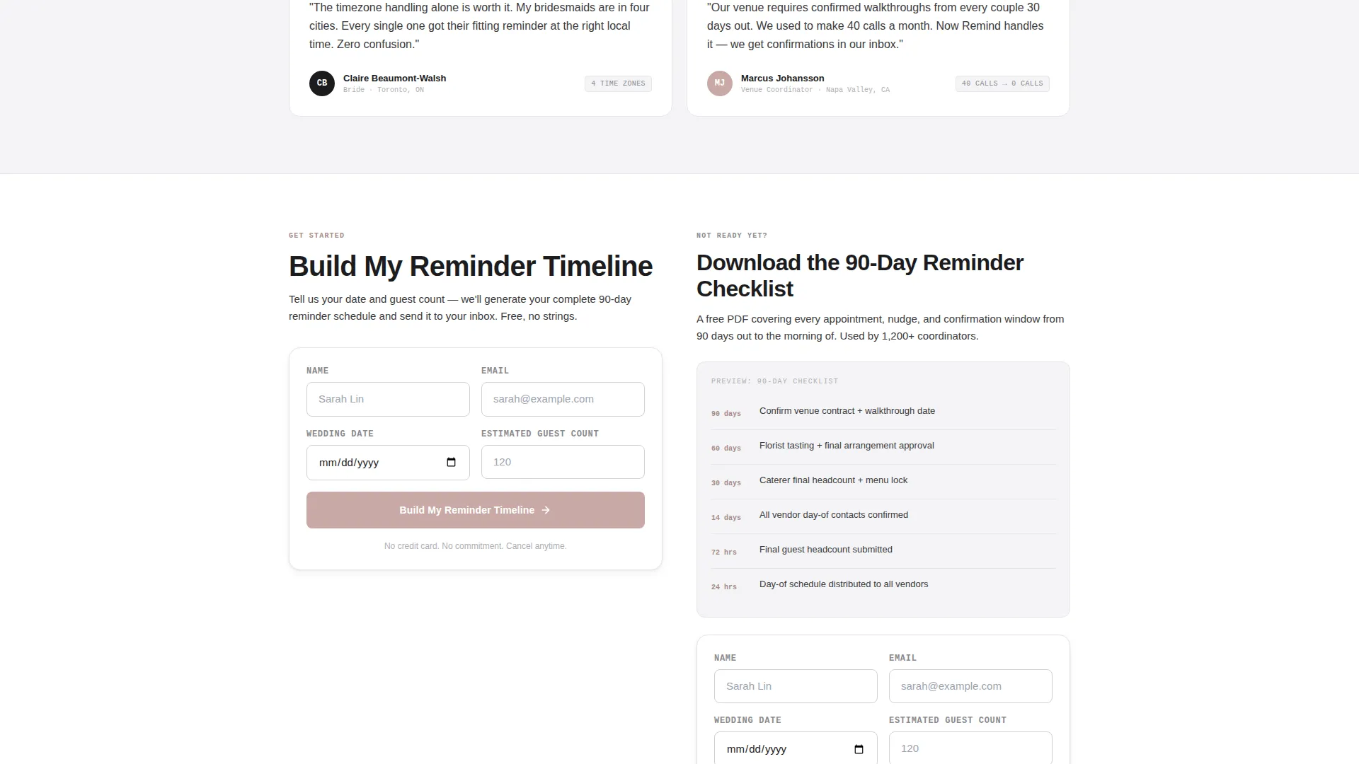 Wedding Appointment Reminder Landing Page Template