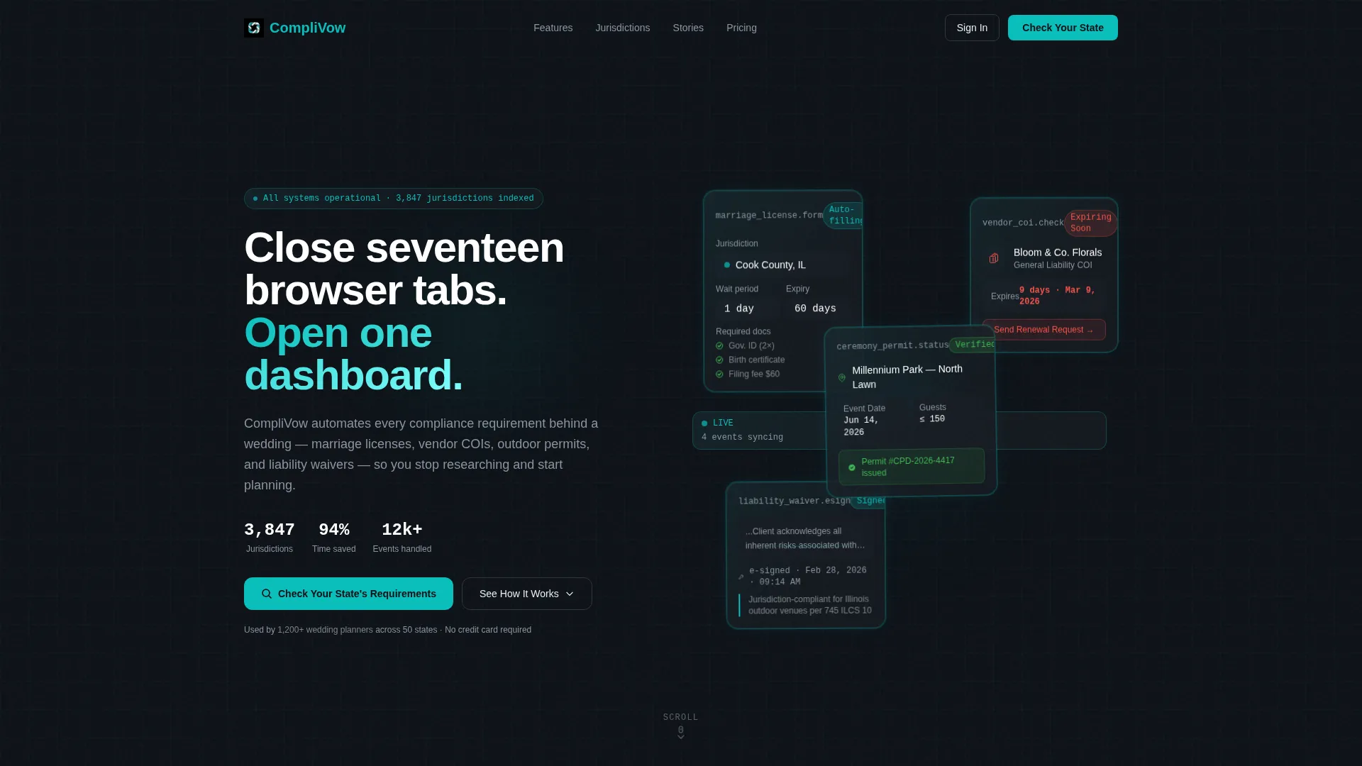 Wedding Compliance Software Landing Page Template