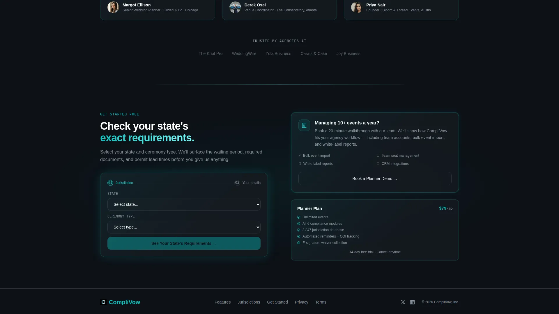 Wedding Compliance Software Landing Page Template