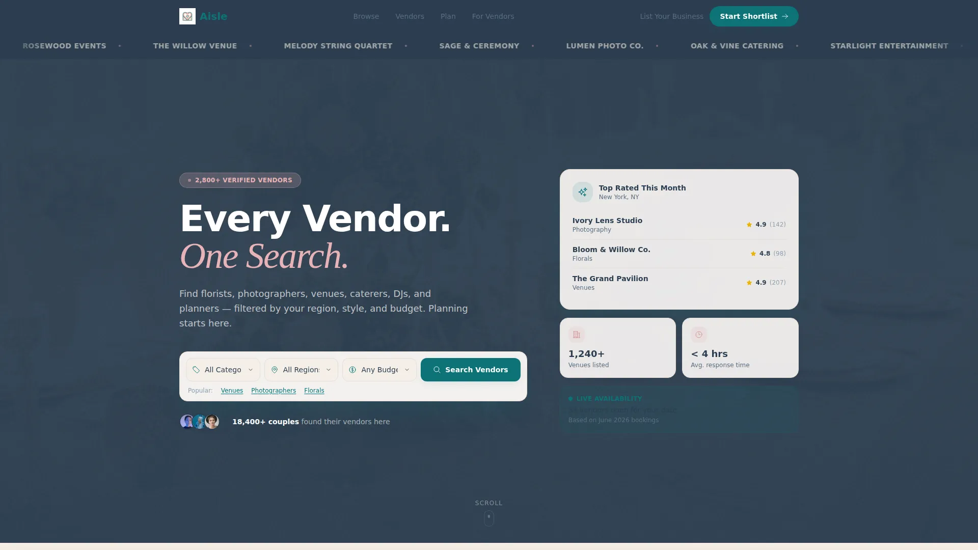 Wedding Vendor Directory Landing Page Template