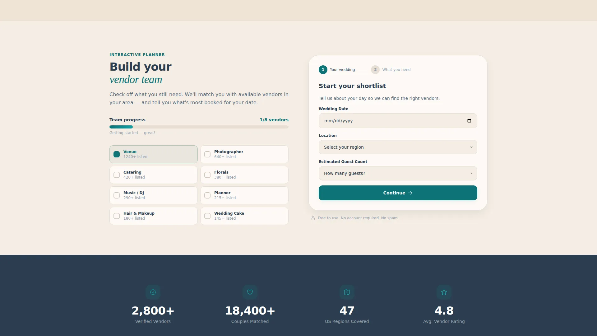 Wedding Vendor Directory Landing Page Template
