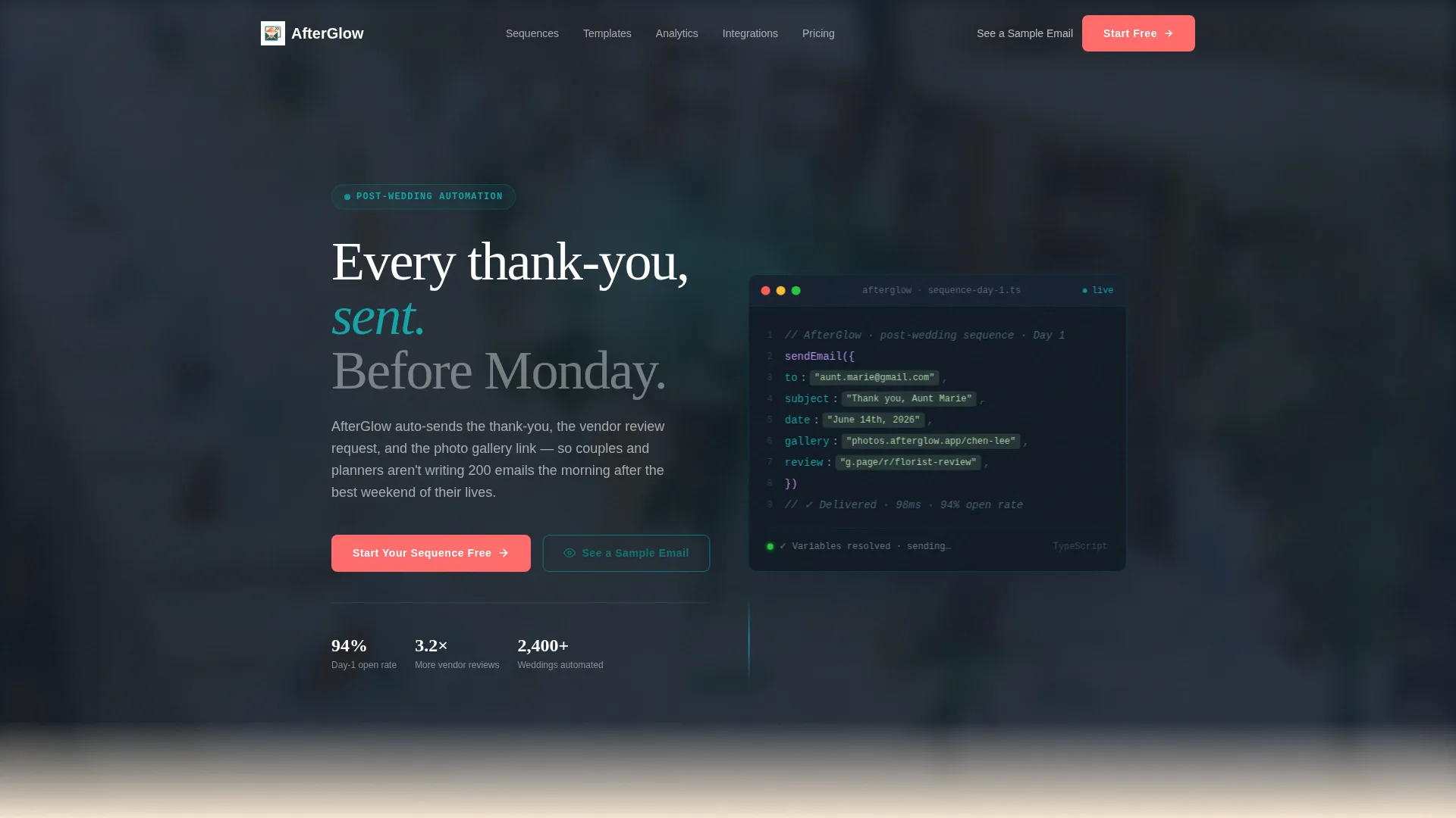 Wedding Follow-Up Email Landing Page Template