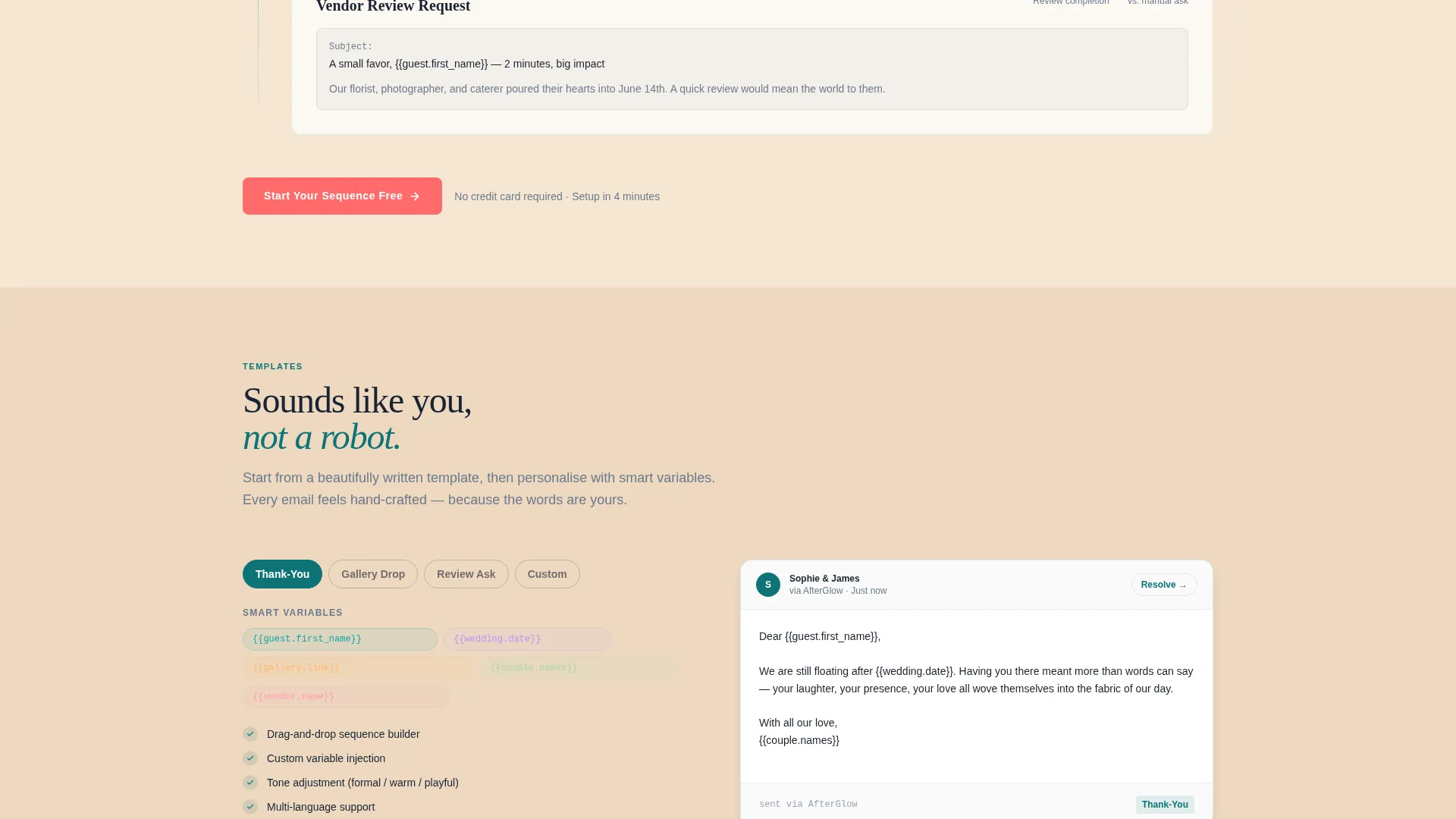 Wedding Follow-Up Email Landing Page Template