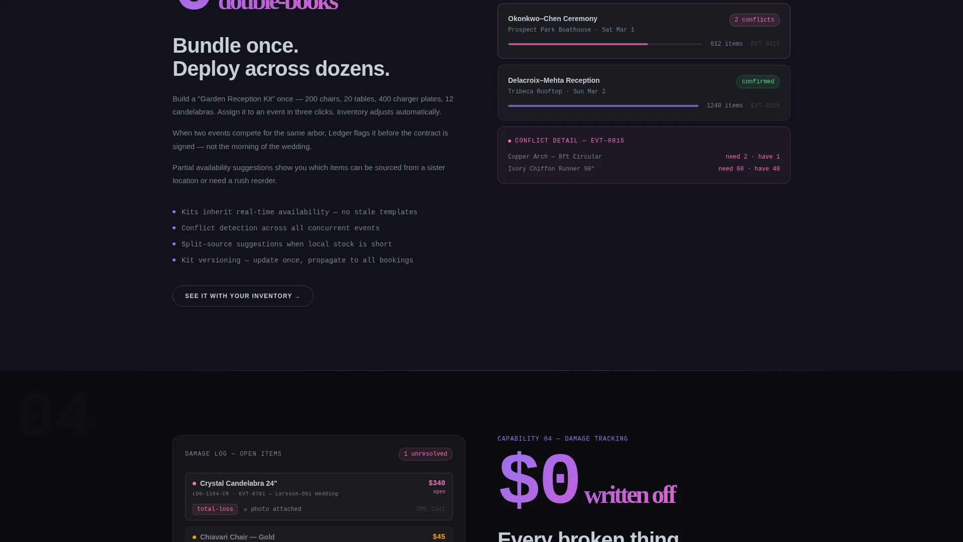 Wedding Inventory Management Landing Page Template