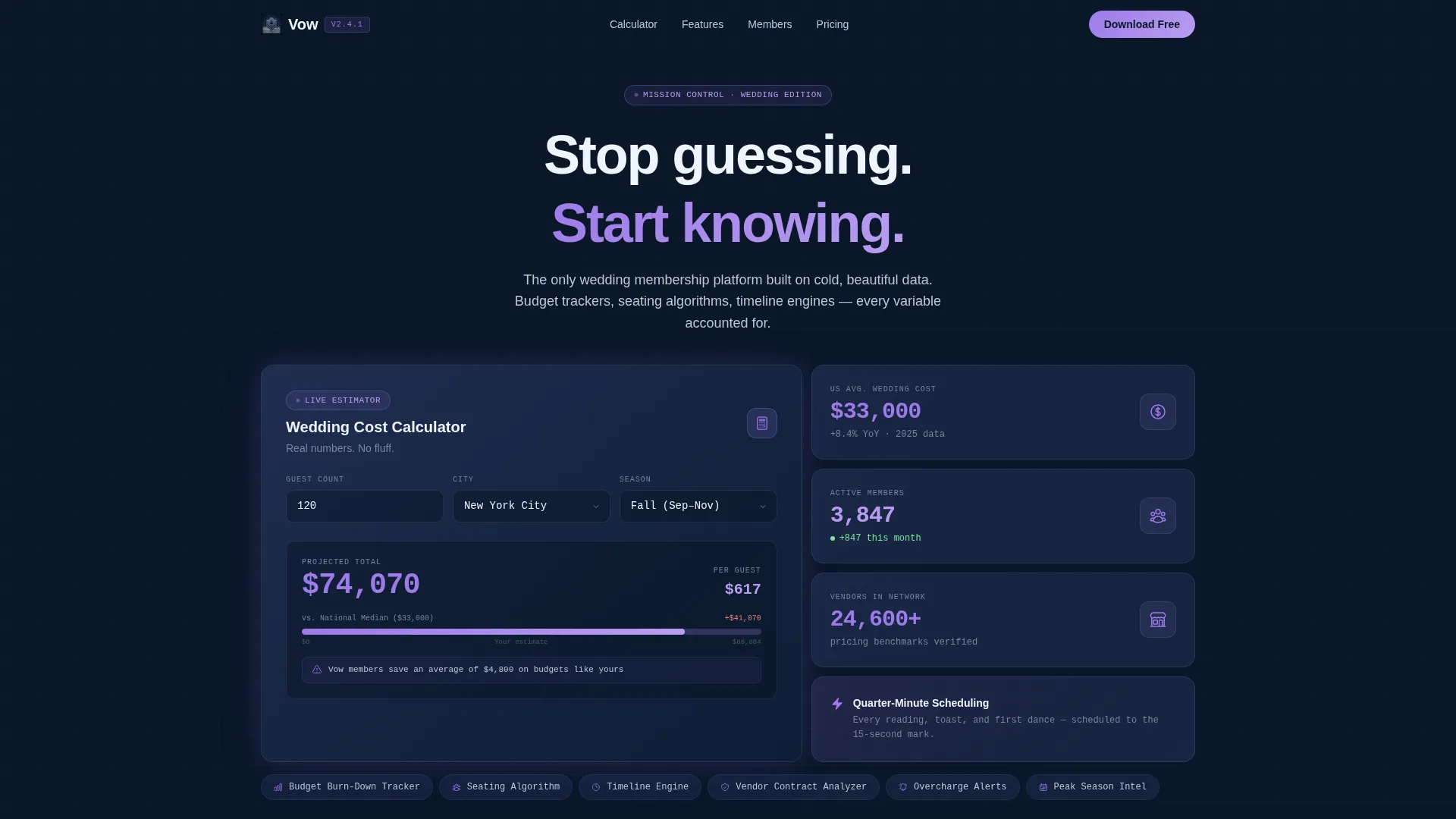 Data-Driven Wedding Membership Landing Page Template