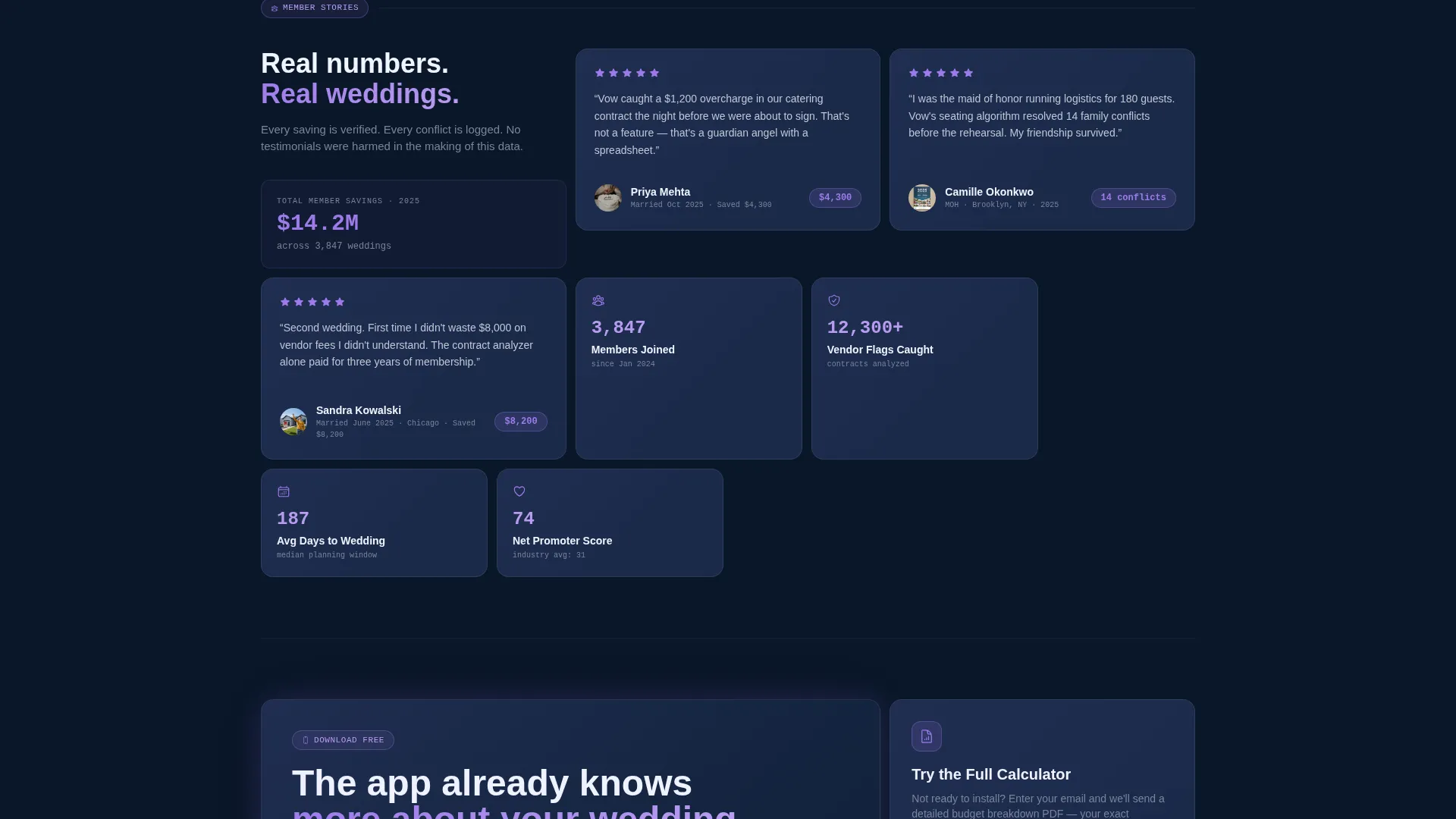 Data-Driven Wedding Membership Landing Page Template