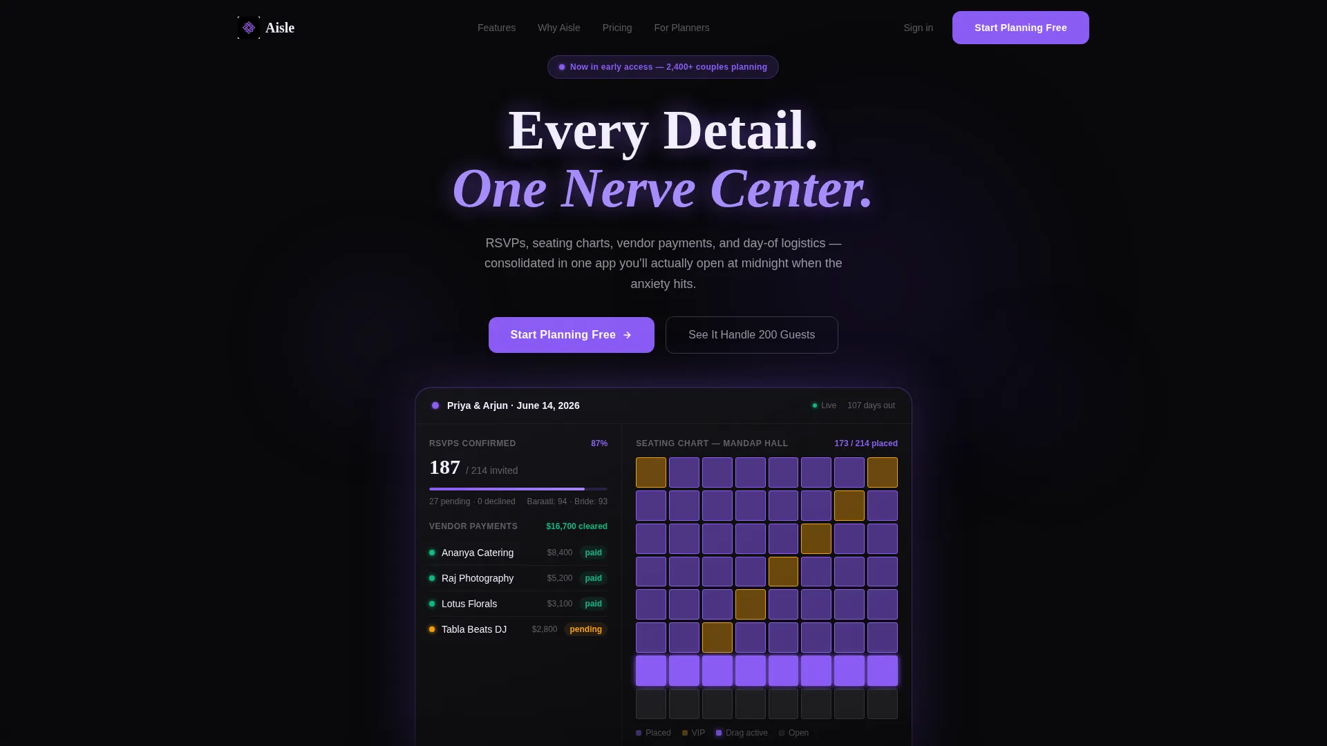 Bento Grid Landing Page for Wedding Mobile Apps