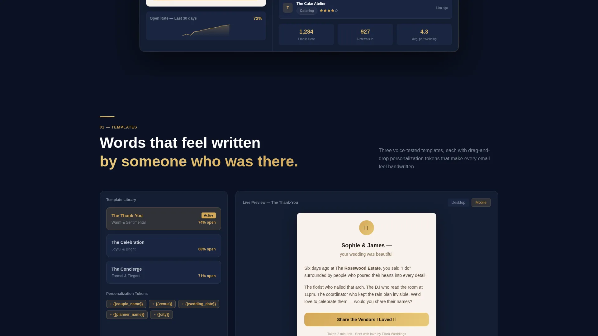 Wedding Referral Email App Landing Page Template