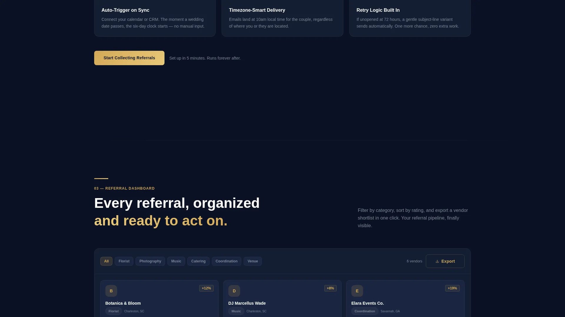 Wedding Referral Email App Landing Page Template