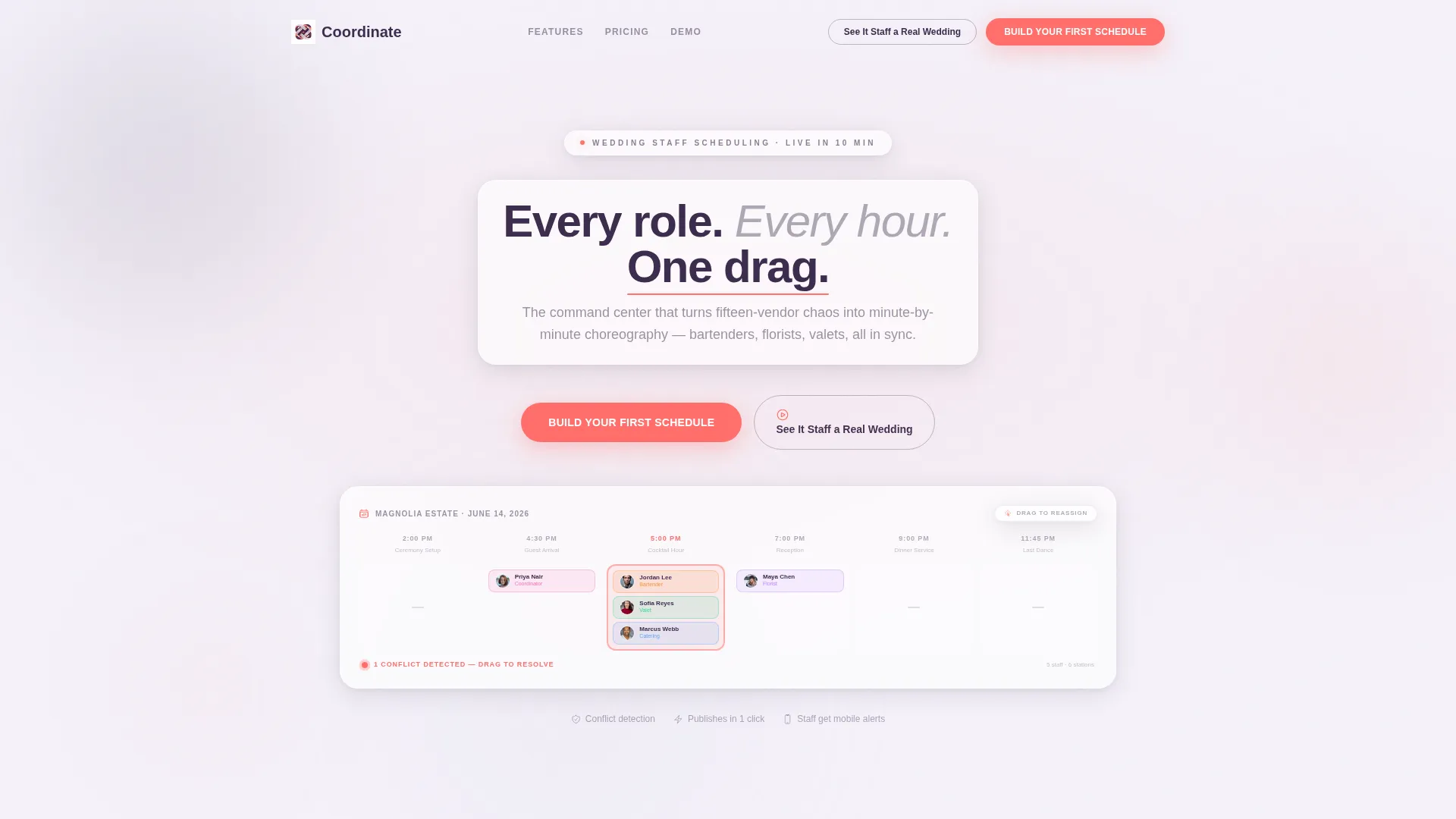 Wedding Staff Scheduling Landing Page Template