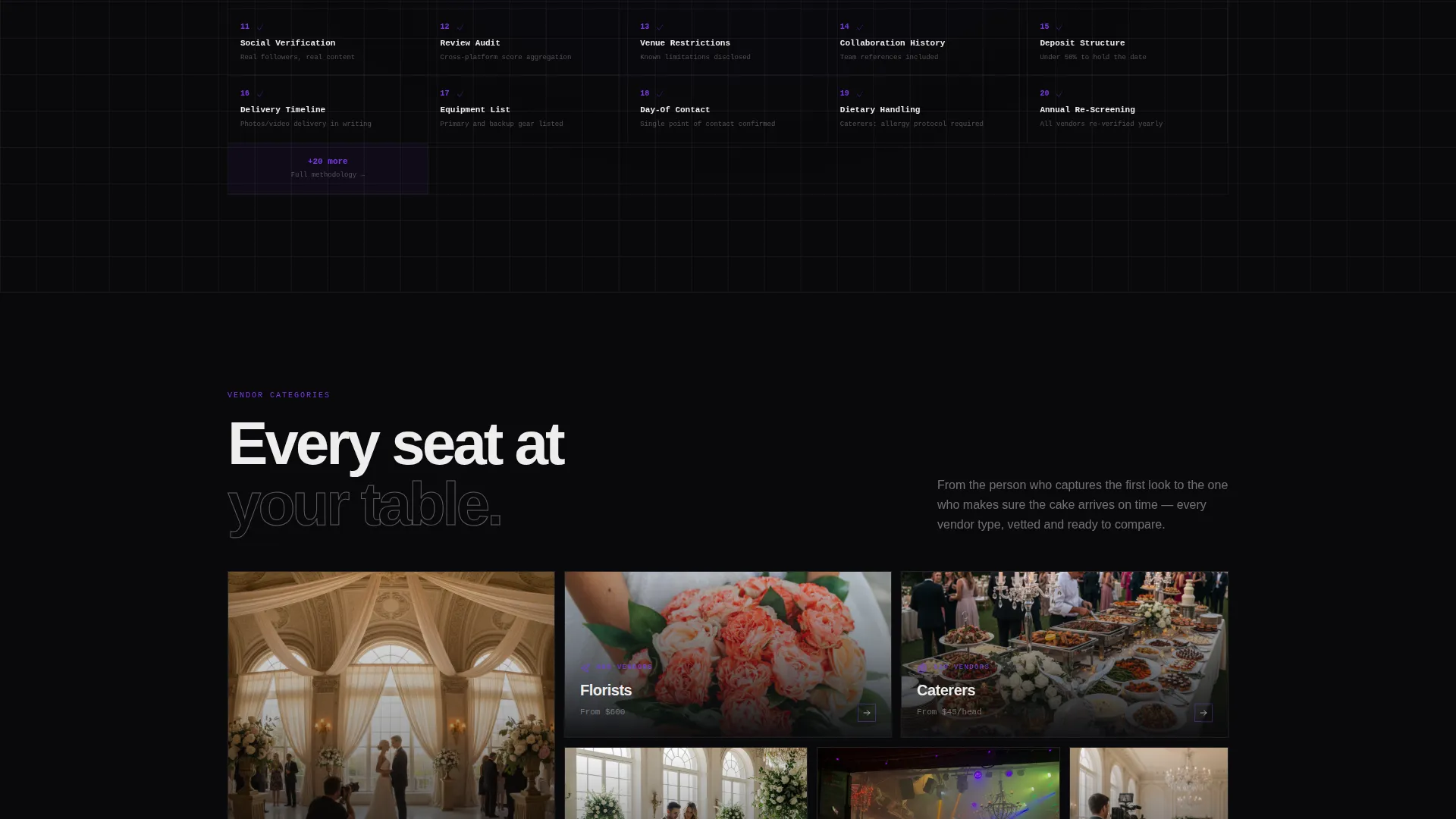 Brutalist Wedding Vendor Directory Landing Page
