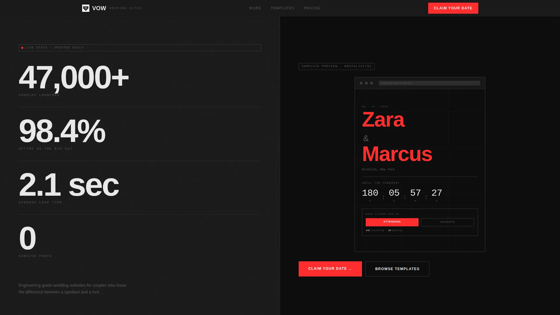 Bold Brutalist Wedding Landing Page Template