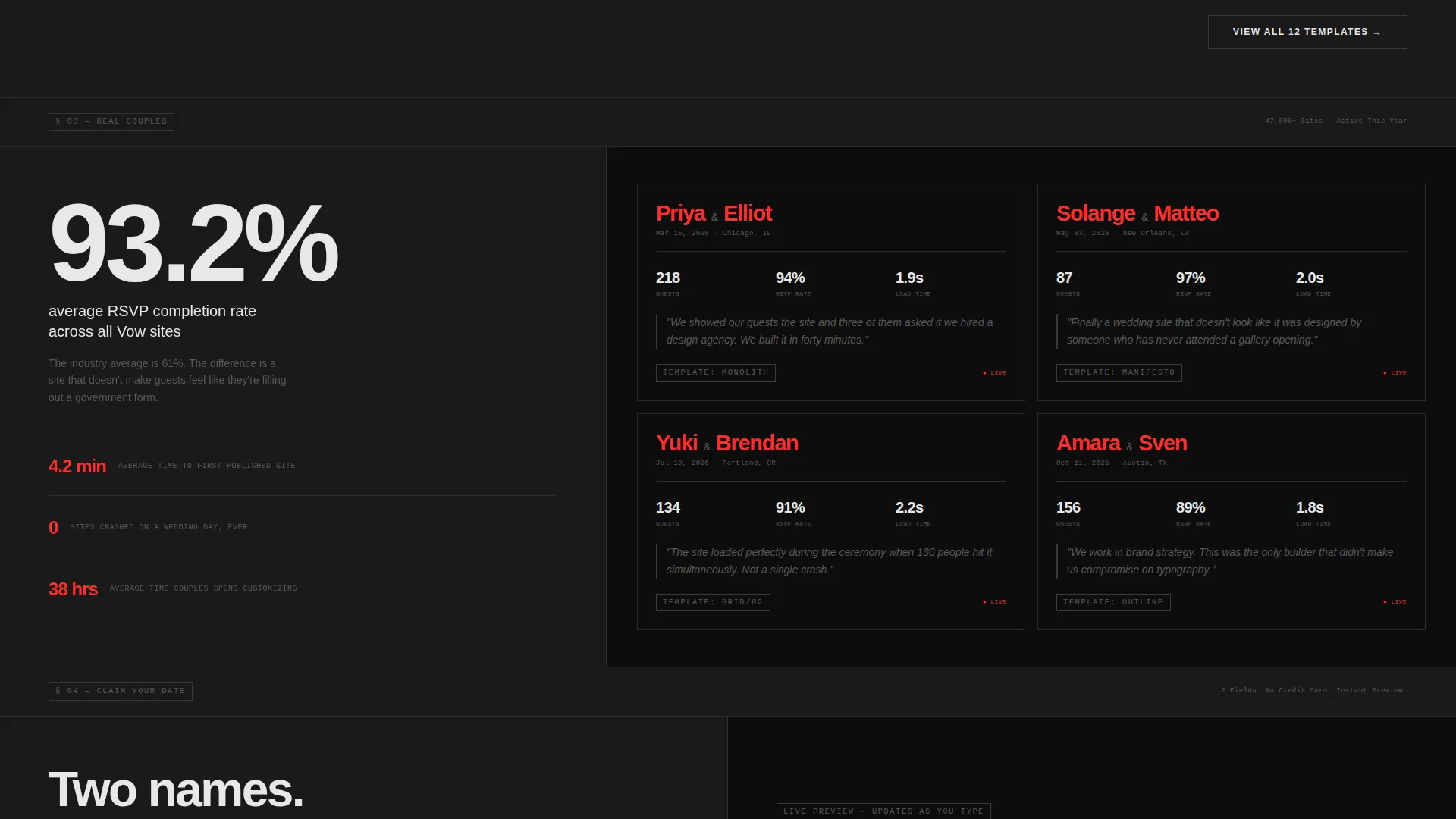 Bold Brutalist Wedding Landing Page Template