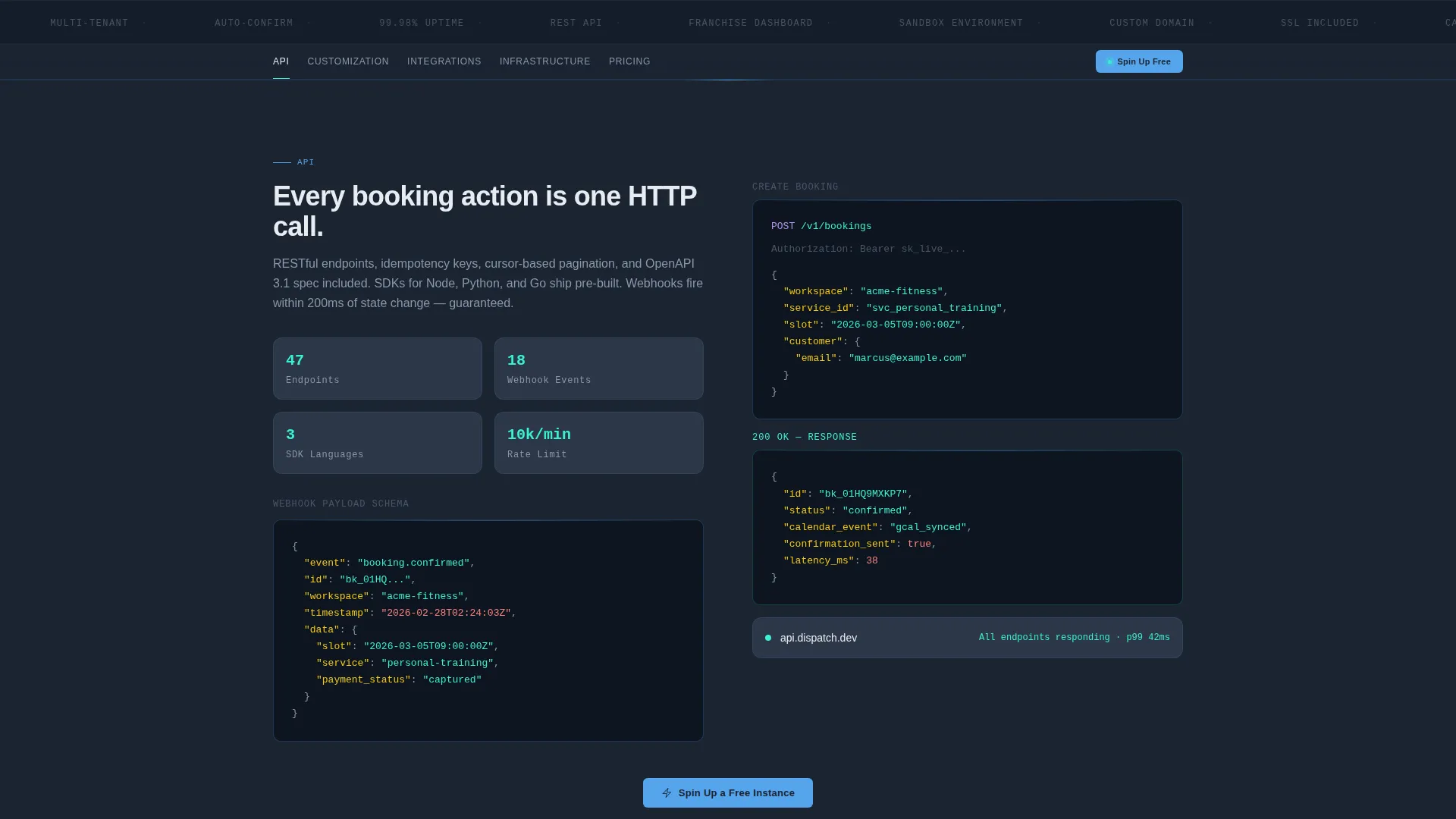 White-Label Booking Platform Landing Page Template