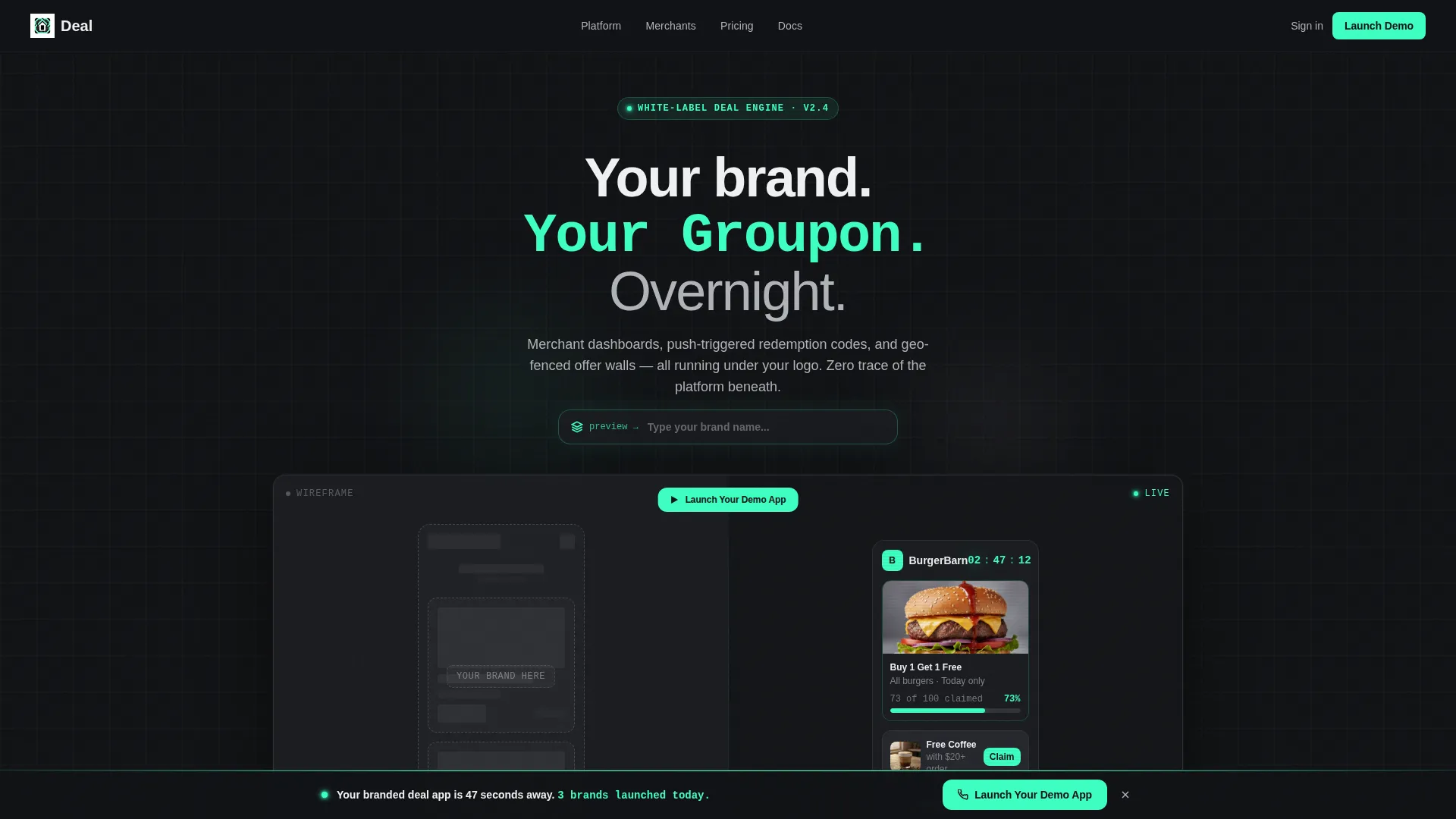 White-Label Deal & Coupon Platform Landing Page