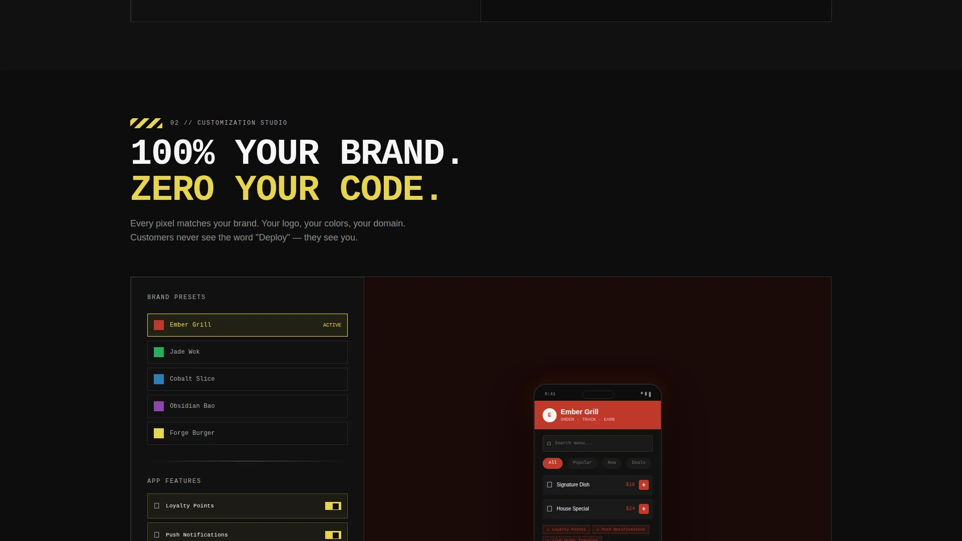 White-Label Food Delivery App Landing Page Template