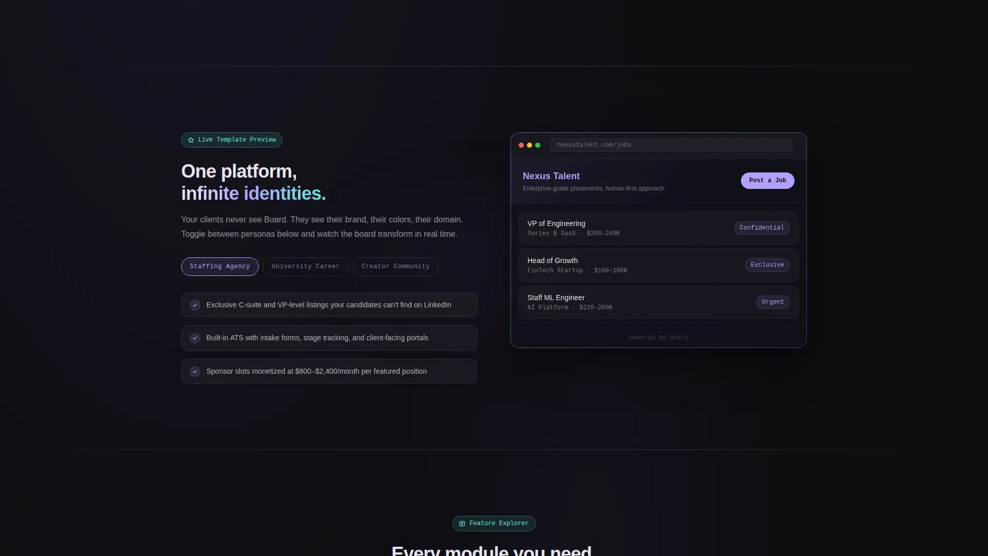 White-Label Job Board Platform Landing Page Template