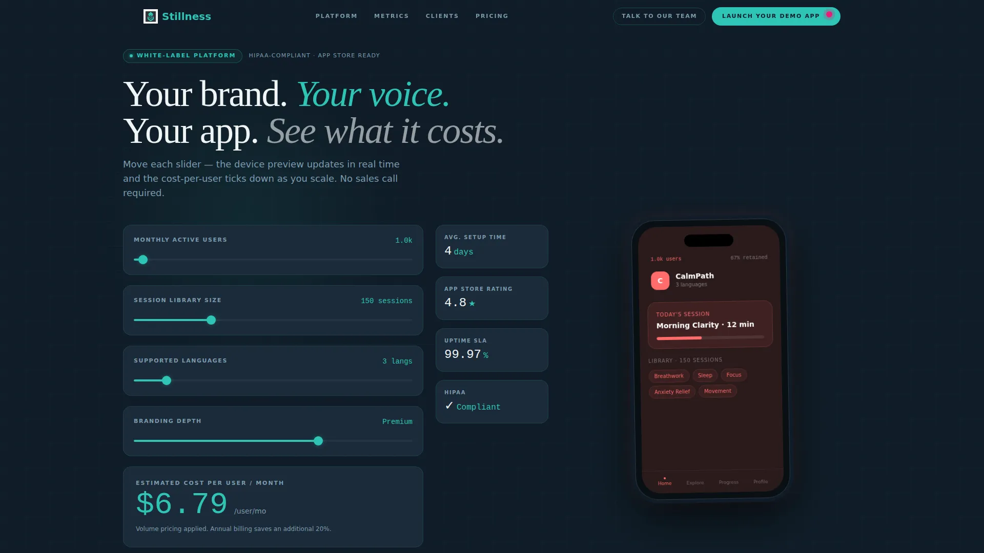 White-Label Meditation App Landing Page Template