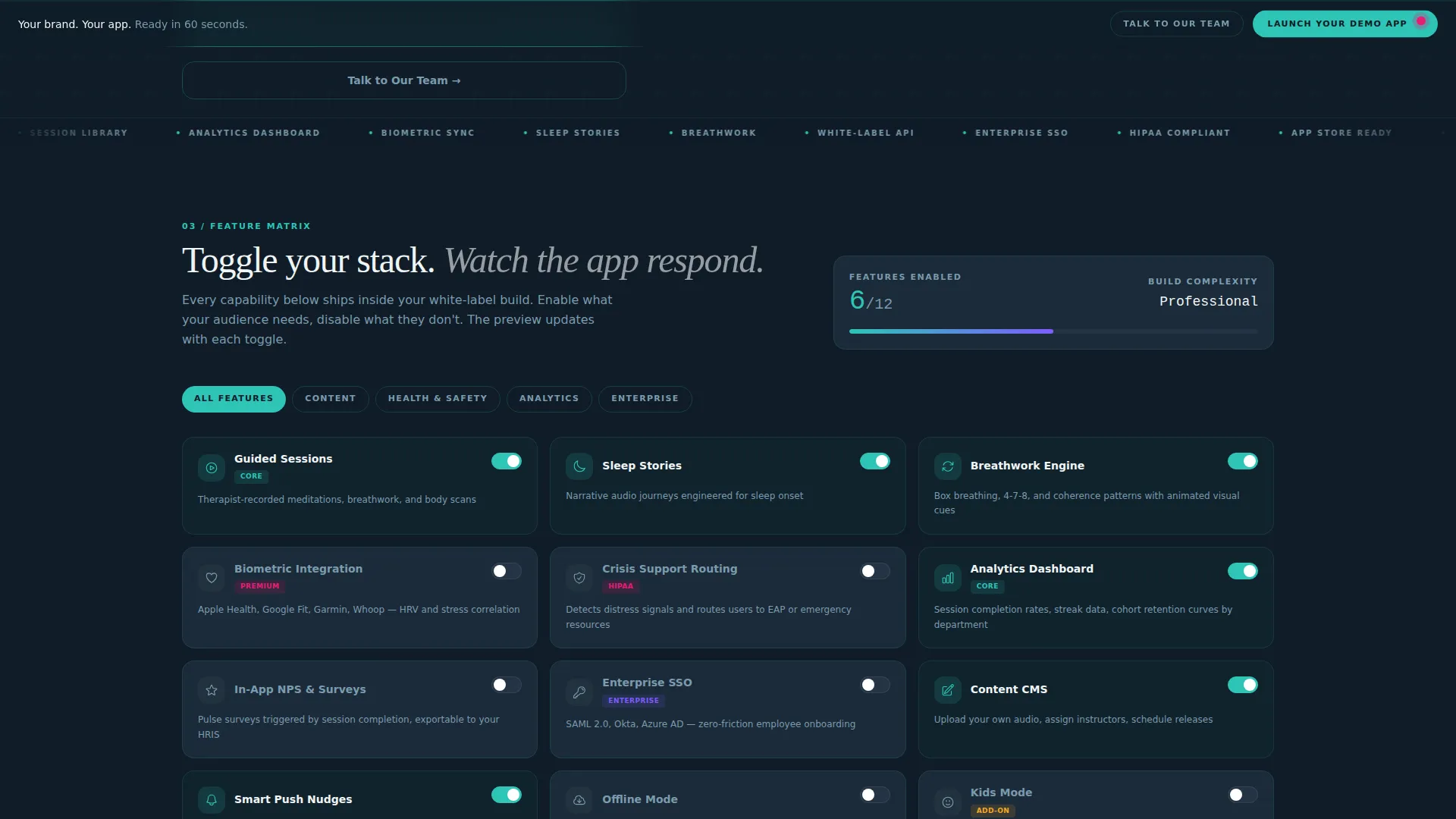 White-Label Meditation App Landing Page Template