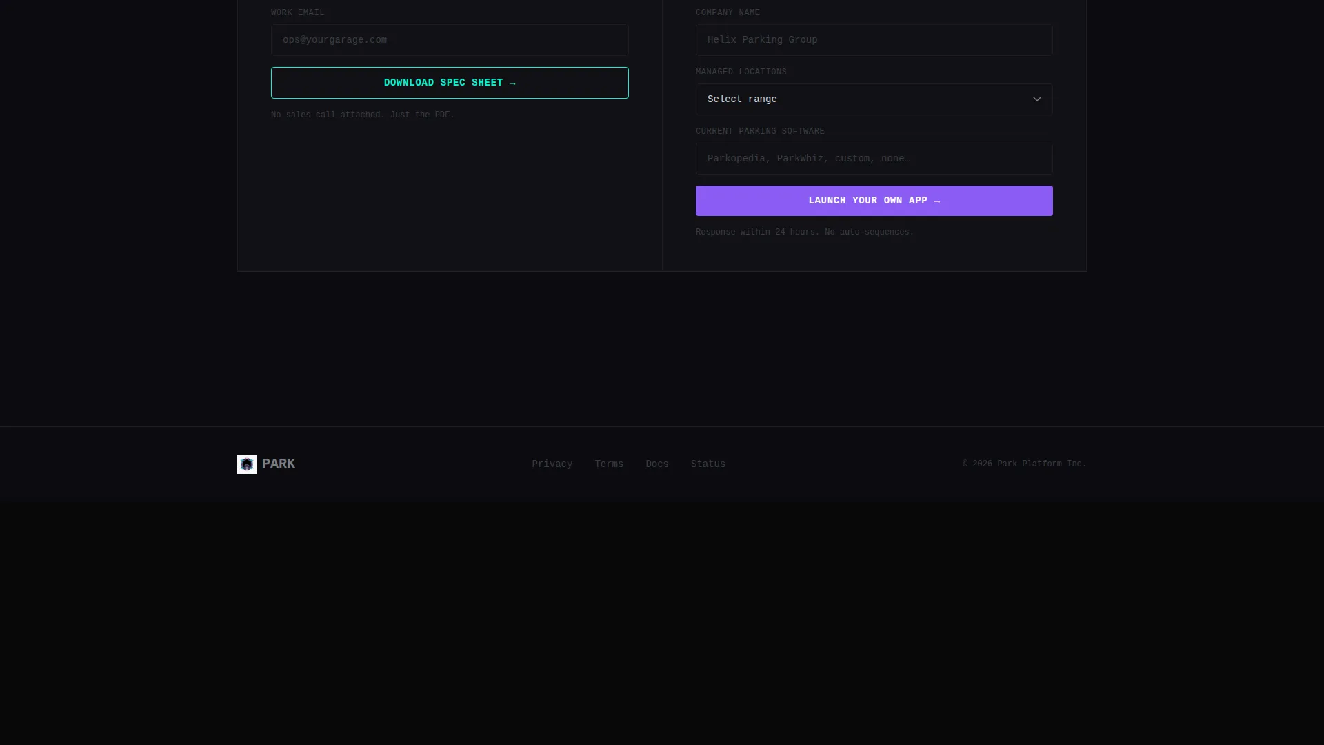 White-Label Parking Platform Landing Page Template