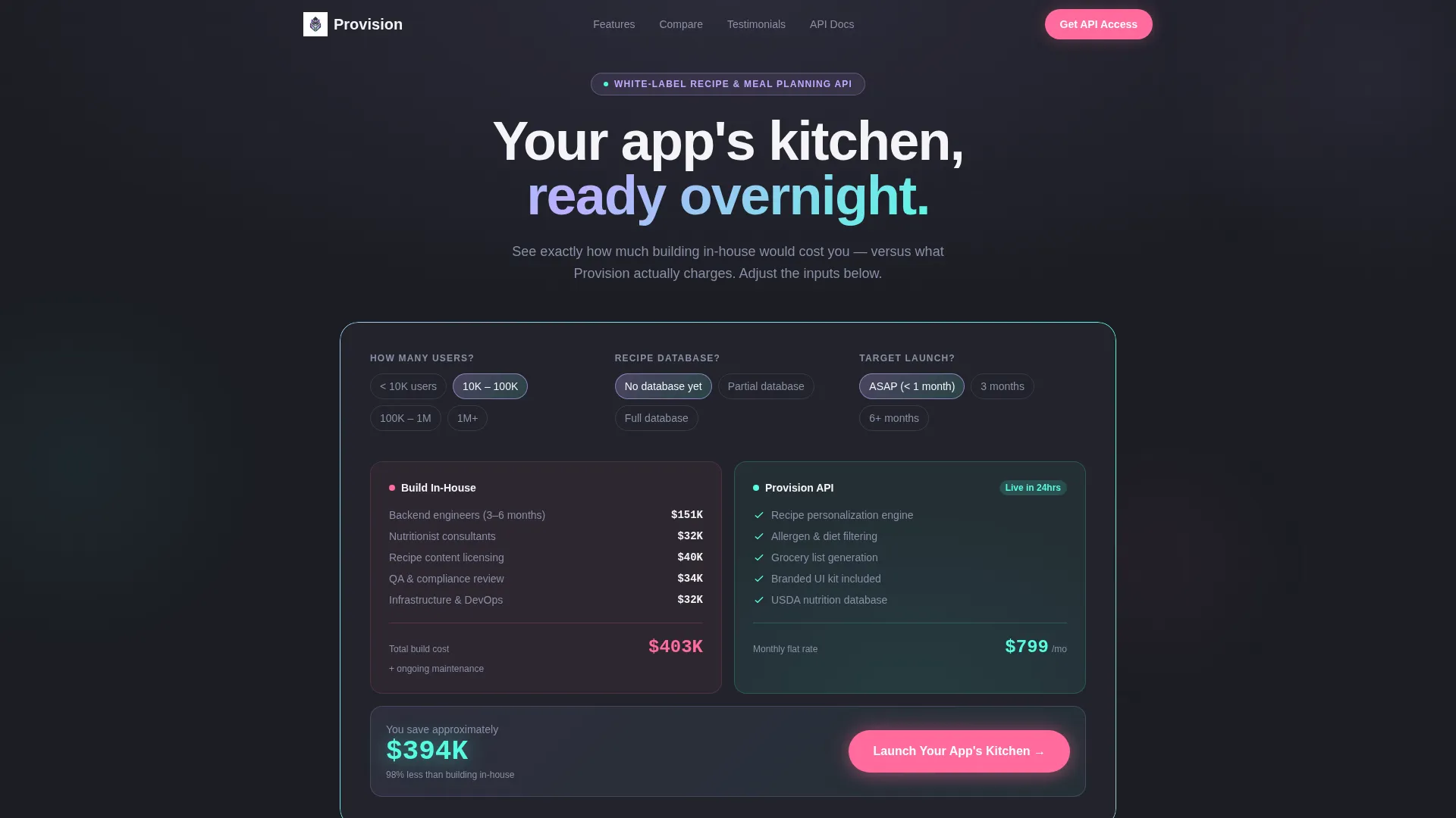 White-Label Meal Planning App Landing Page Template