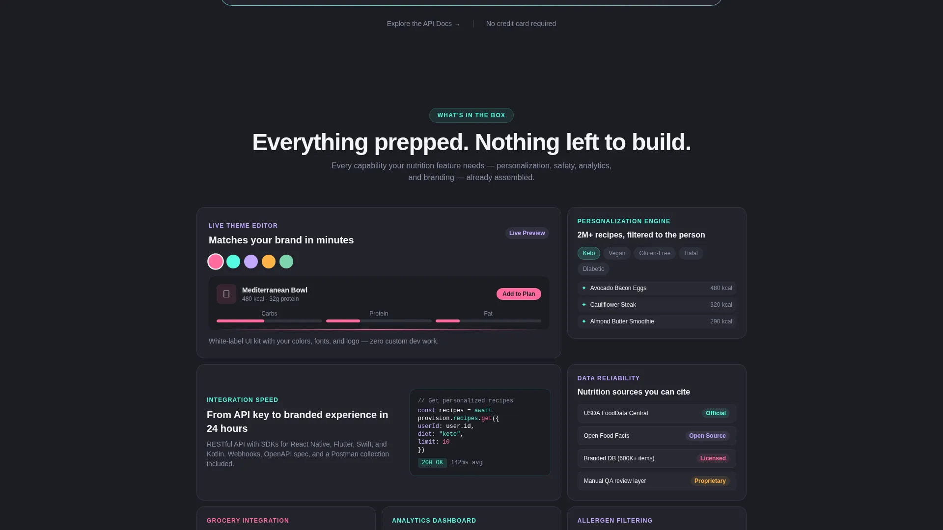 White-Label Meal Planning App Landing Page Template