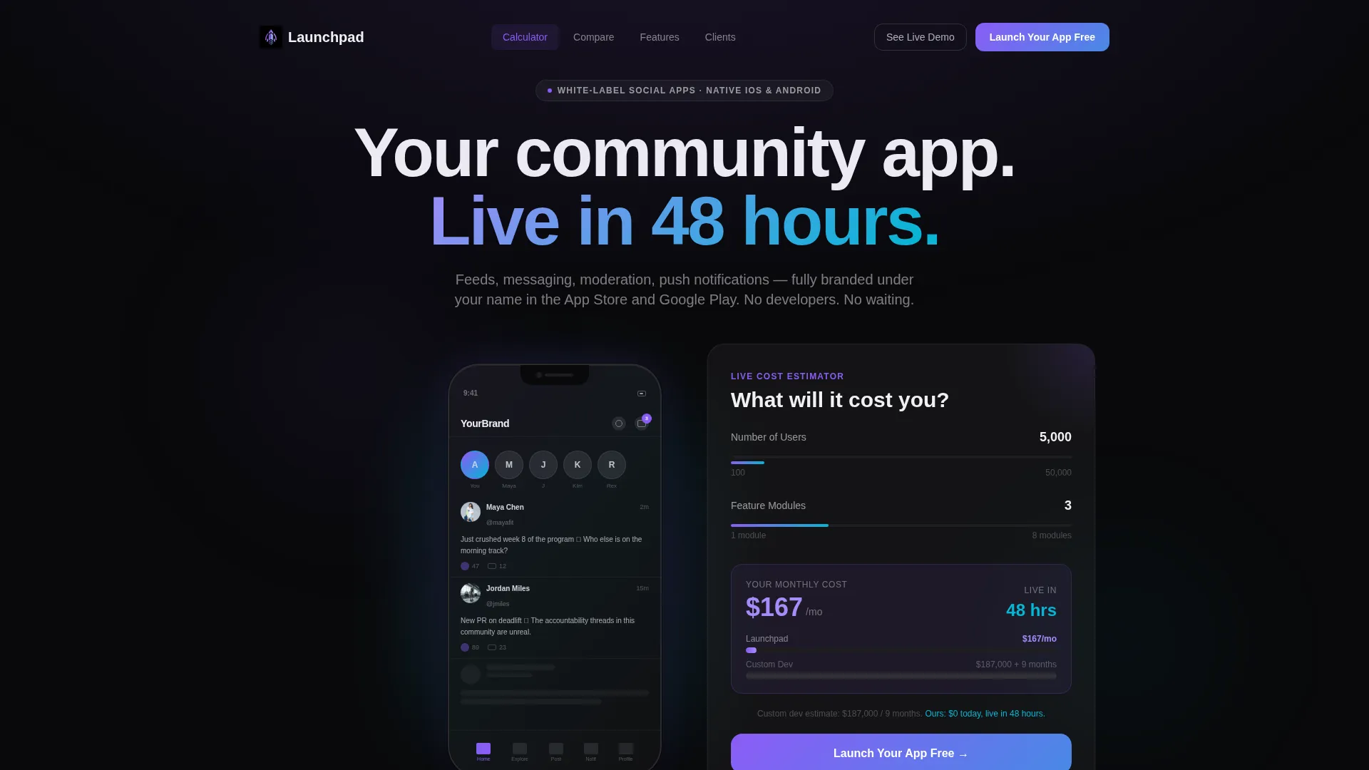 White-Label Social Networking App Landing Page