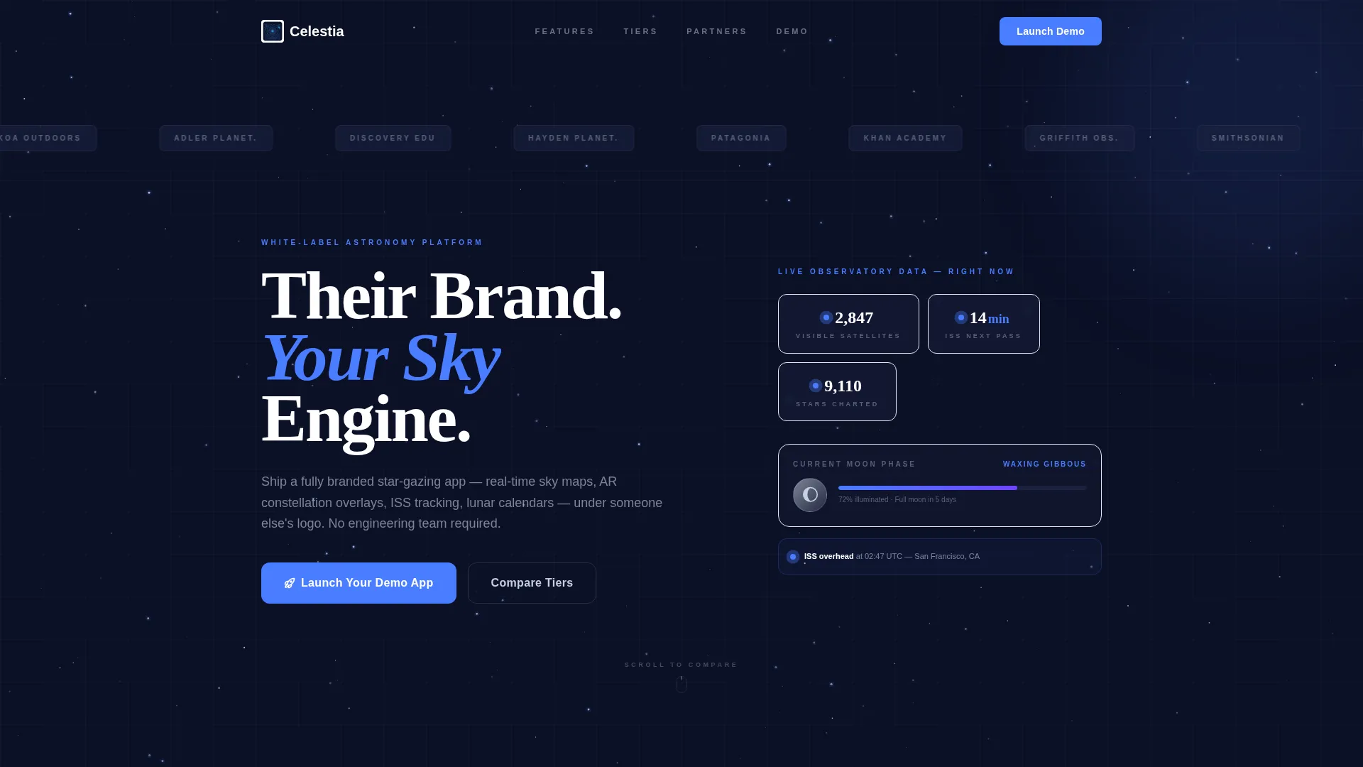 White-Label Astronomy App Landing Page Template