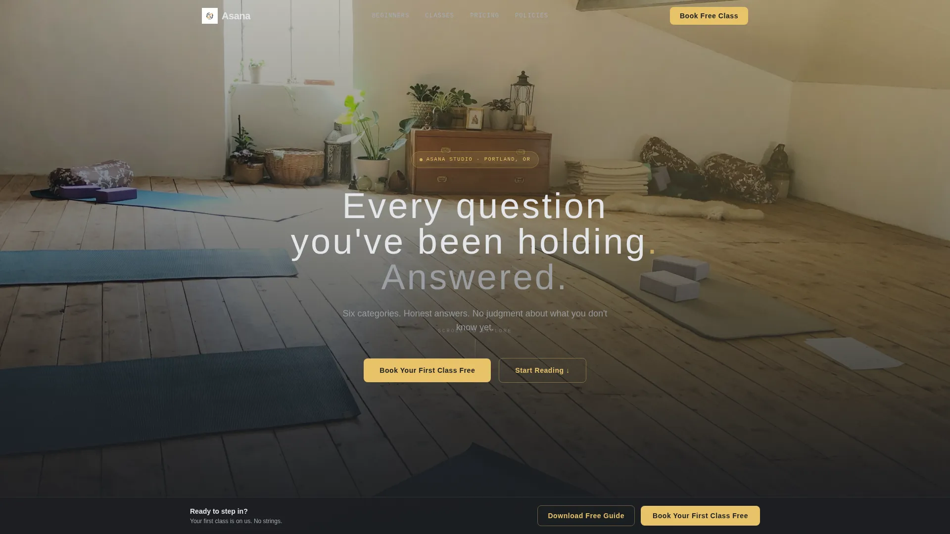 Yoga Studio Specialist Booking Website Template