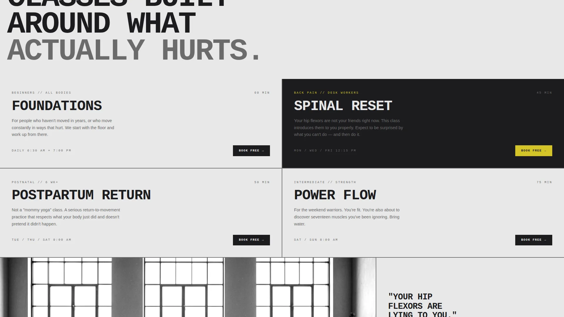 Boutique Yoga Studio Bold Branding Website Template