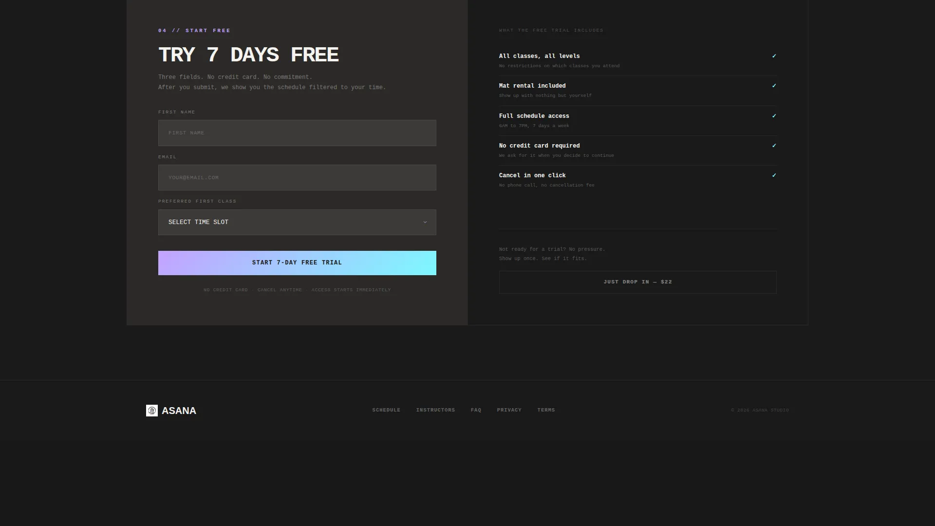 Yoga Studio Booking Website Template