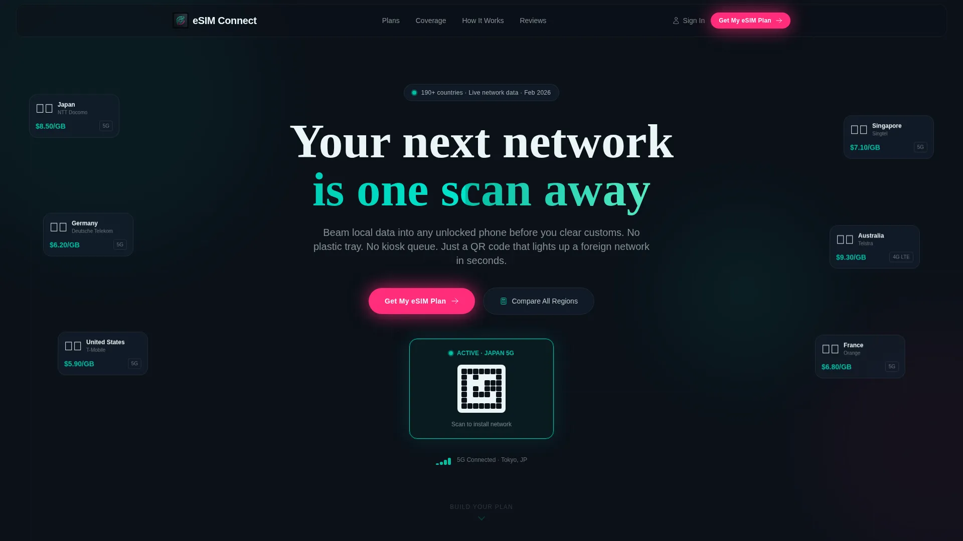 eSIM Provider Landing Page Template for Travelers
