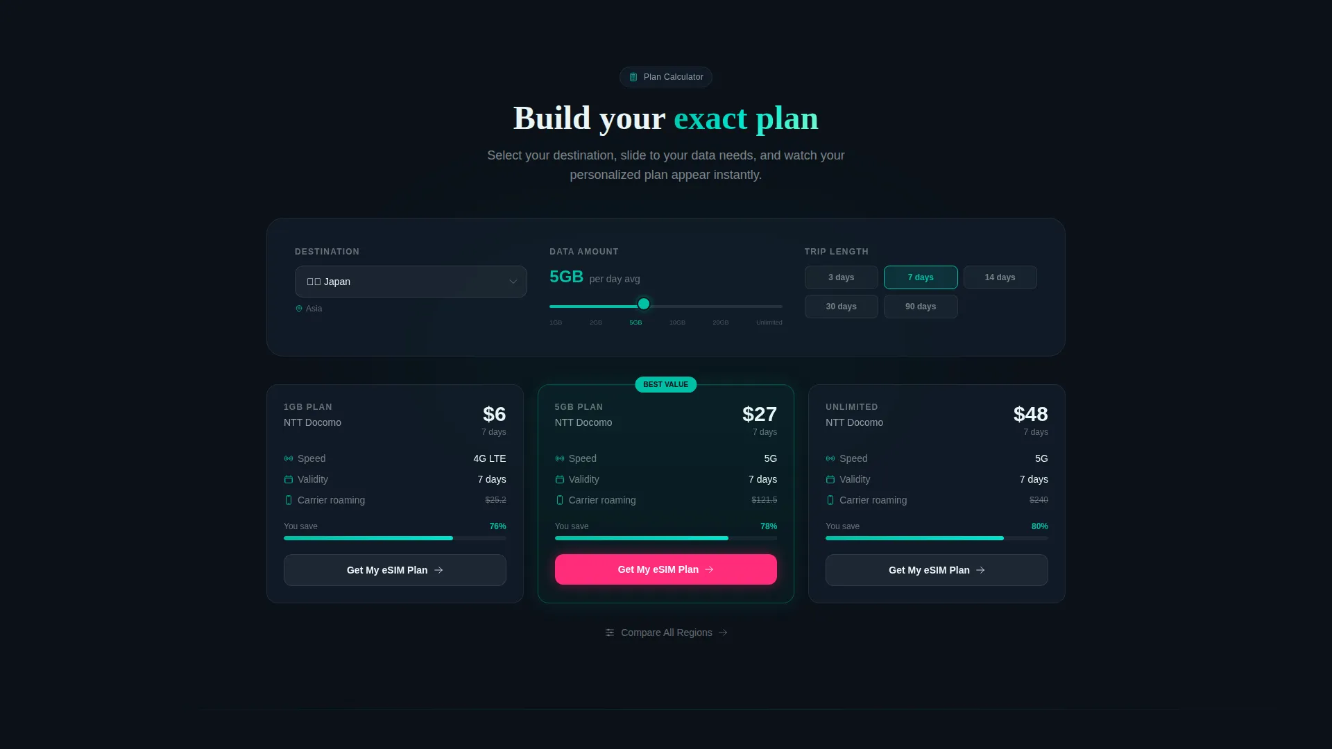 eSIM Provider Landing Page Template for Travelers