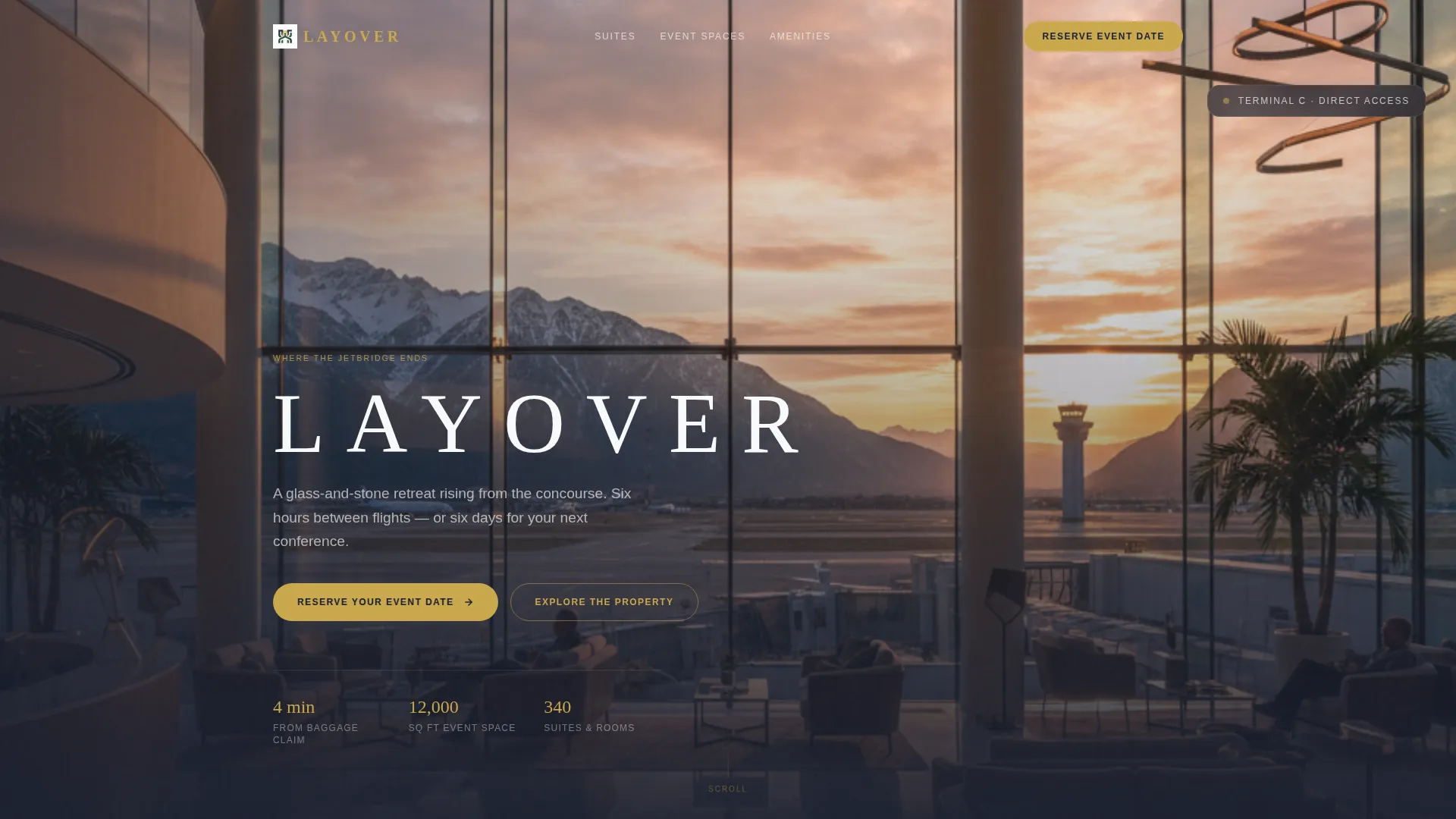 Airport Hotel Landing Page Template | Luxe Minimal