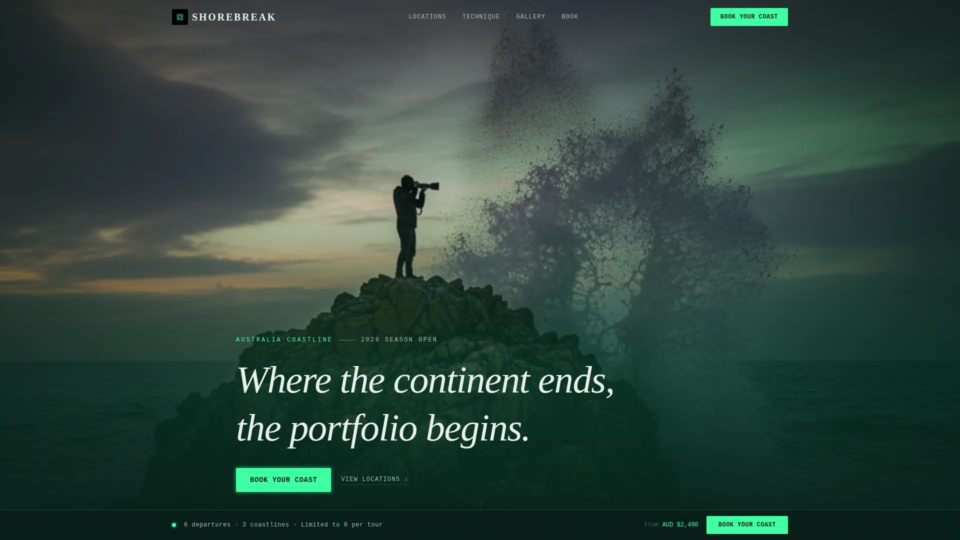 Australia Photography Tour Landing Page Template
