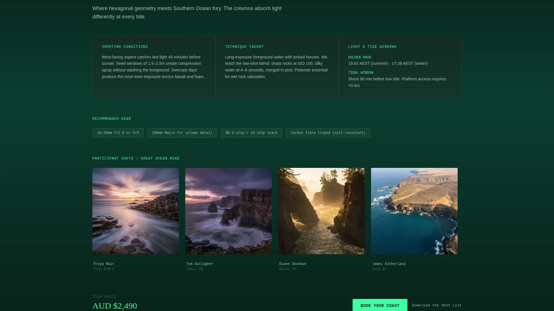 Australia Photography Tour Landing Page Template