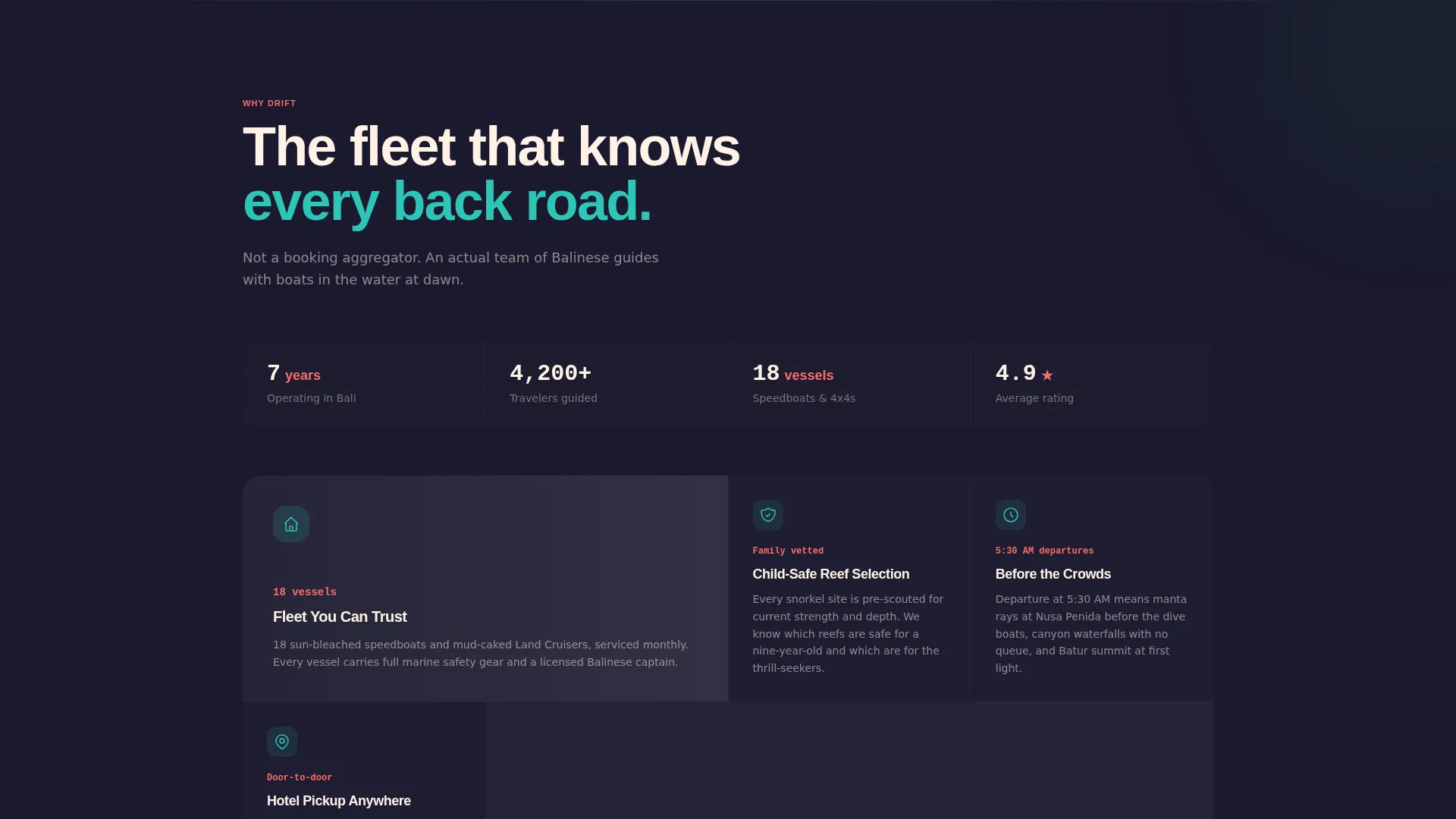 Bali Adventure Tour Horizontal Scroll Landing Page