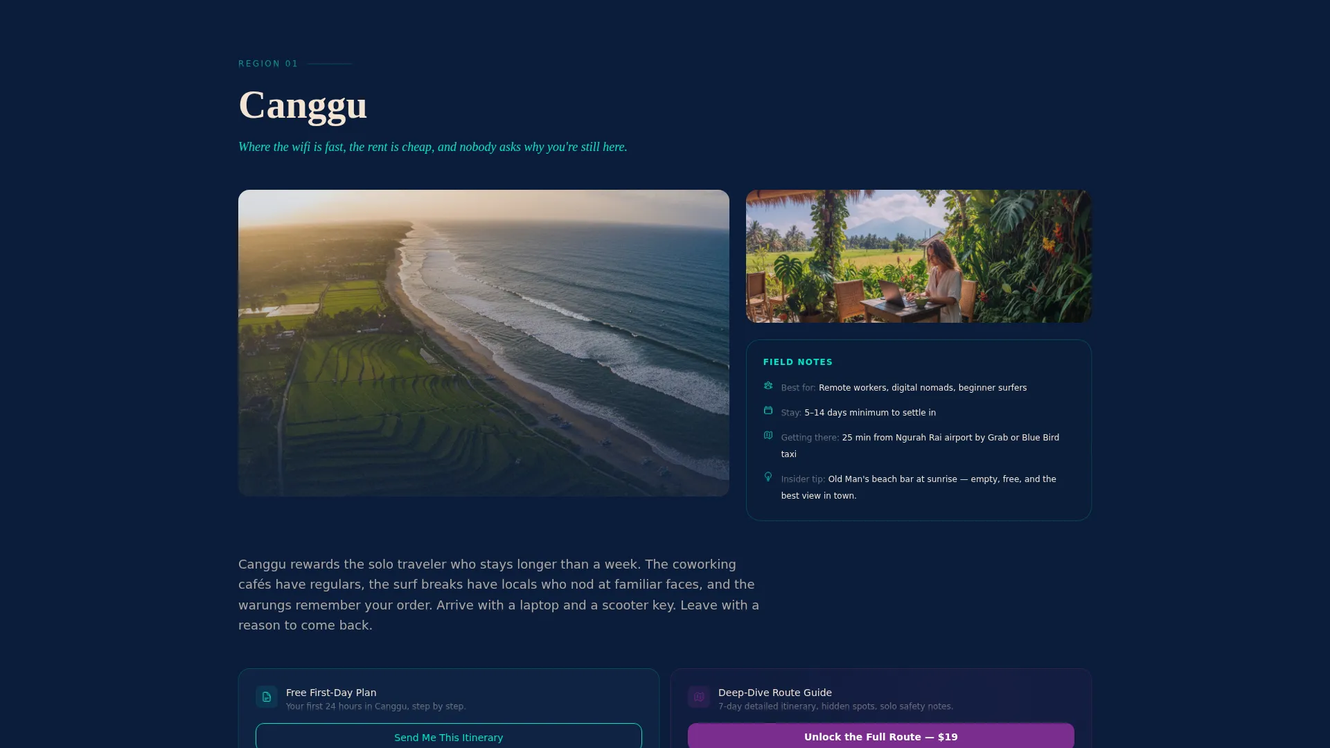 Immersive Bali Solo Travel Landing Page Template