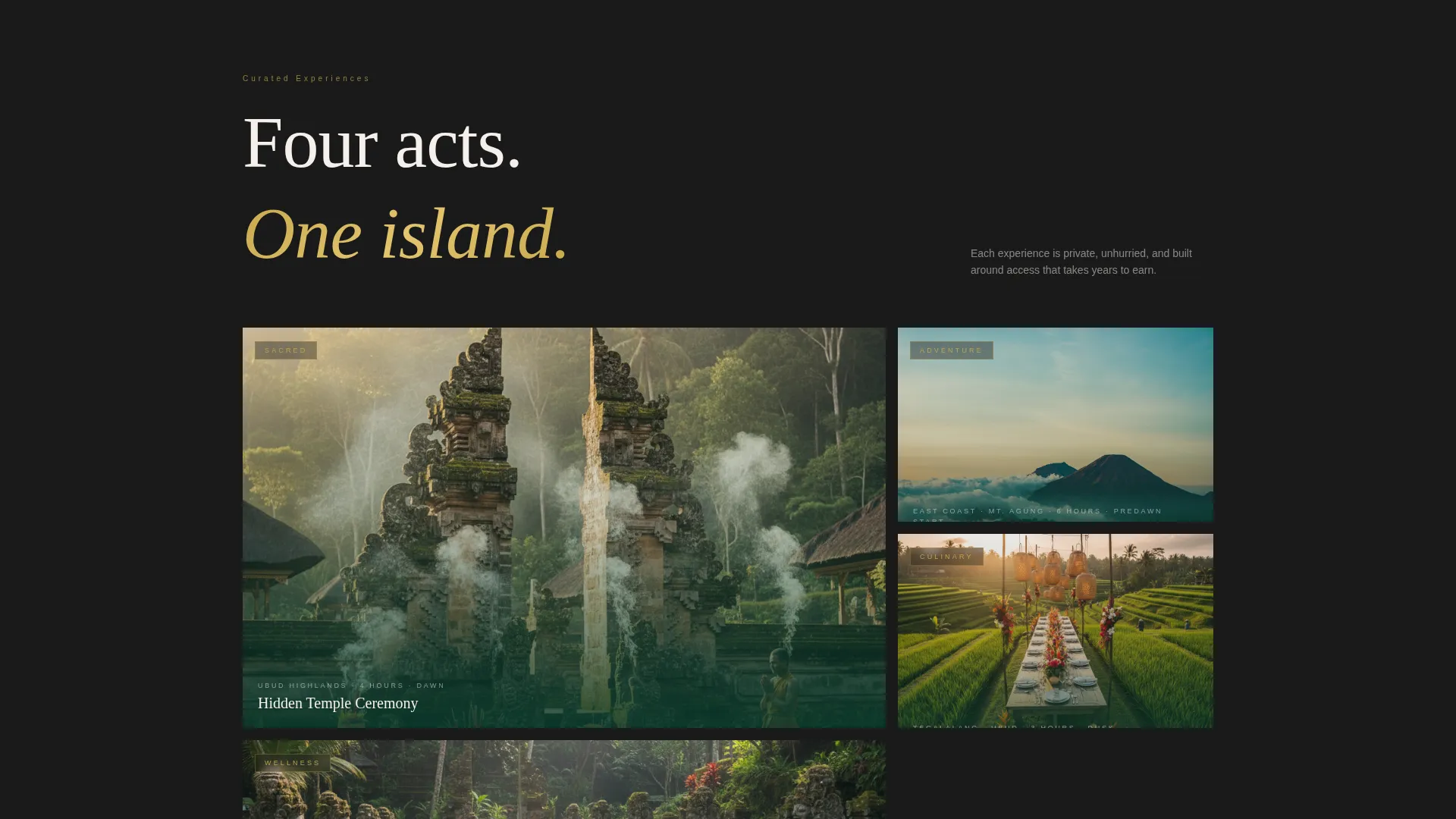 Cinematic Bali Tour Operator Landing Page Template