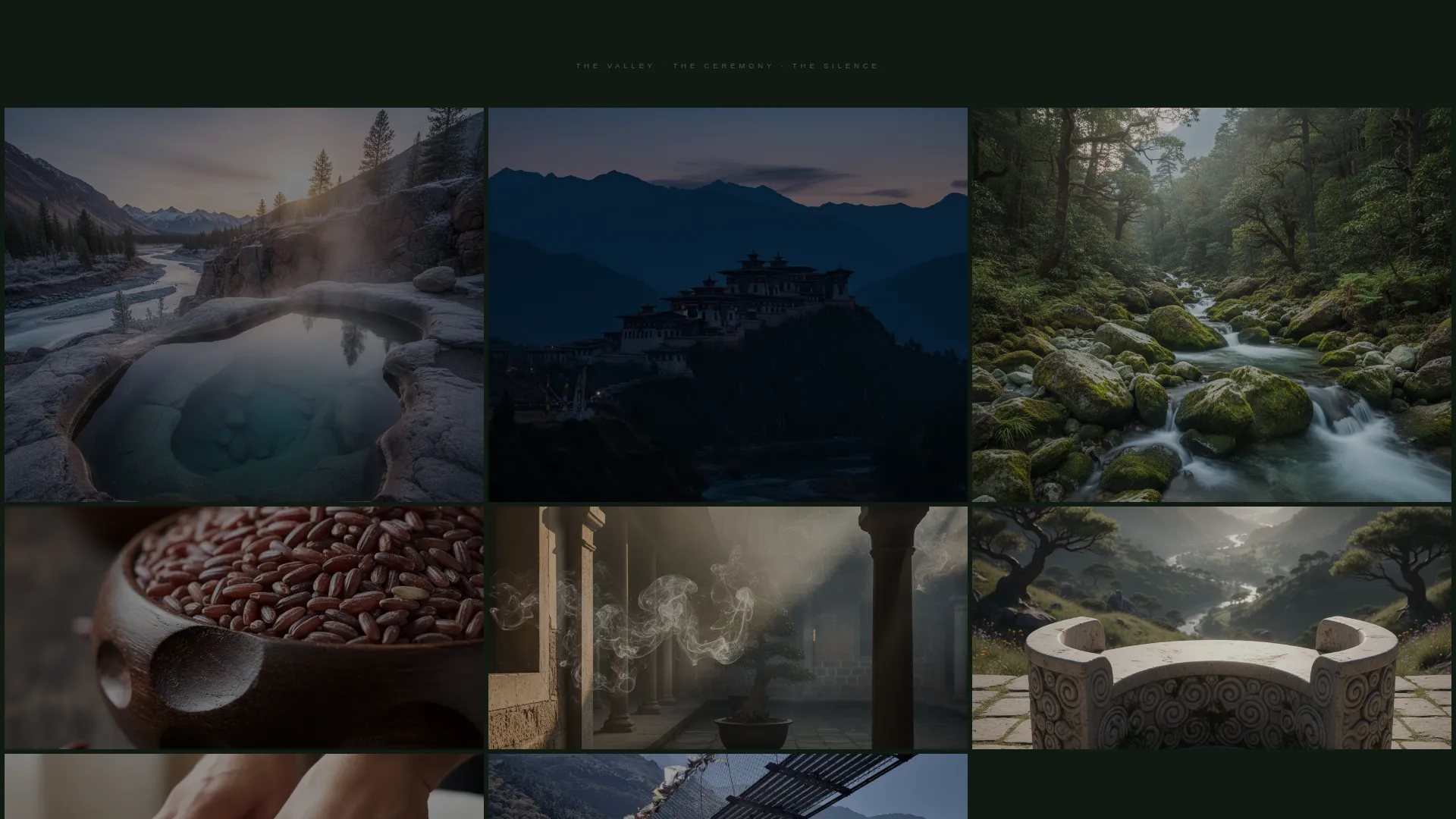 Dark Immersive Bhutan Wellness Retreat Landing Page