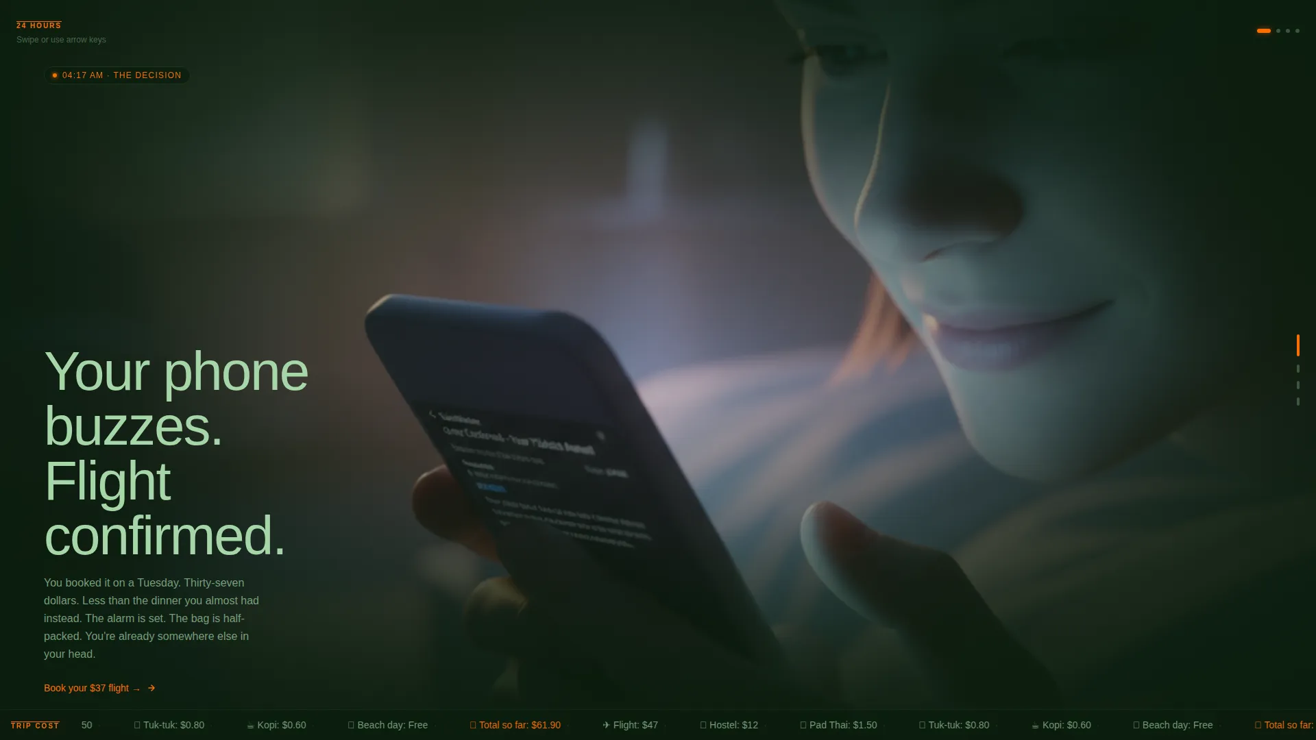 Dark Immersive Budget Airline Landing Page Template